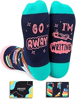 Zmart Writing Reading Gifts - Writing Book Socks for Writers Authors Men Women