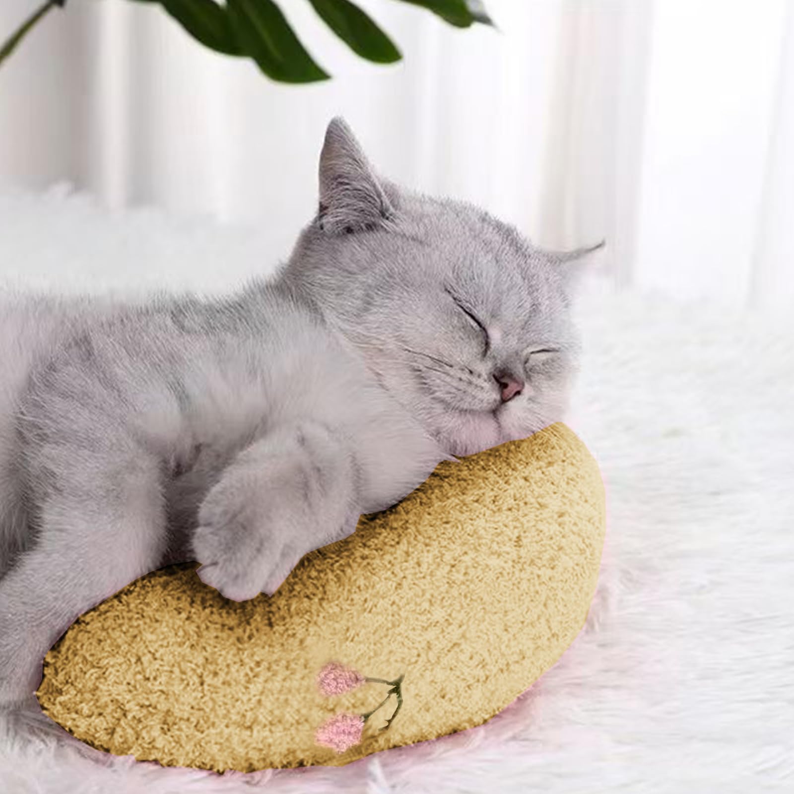 1 coussin de nuque pour petits chiens, en forme de U, coussin de cou doux et moelleux, améliore le relief en machine à dormir, lavable en machine, jouet apaisant (jaune)