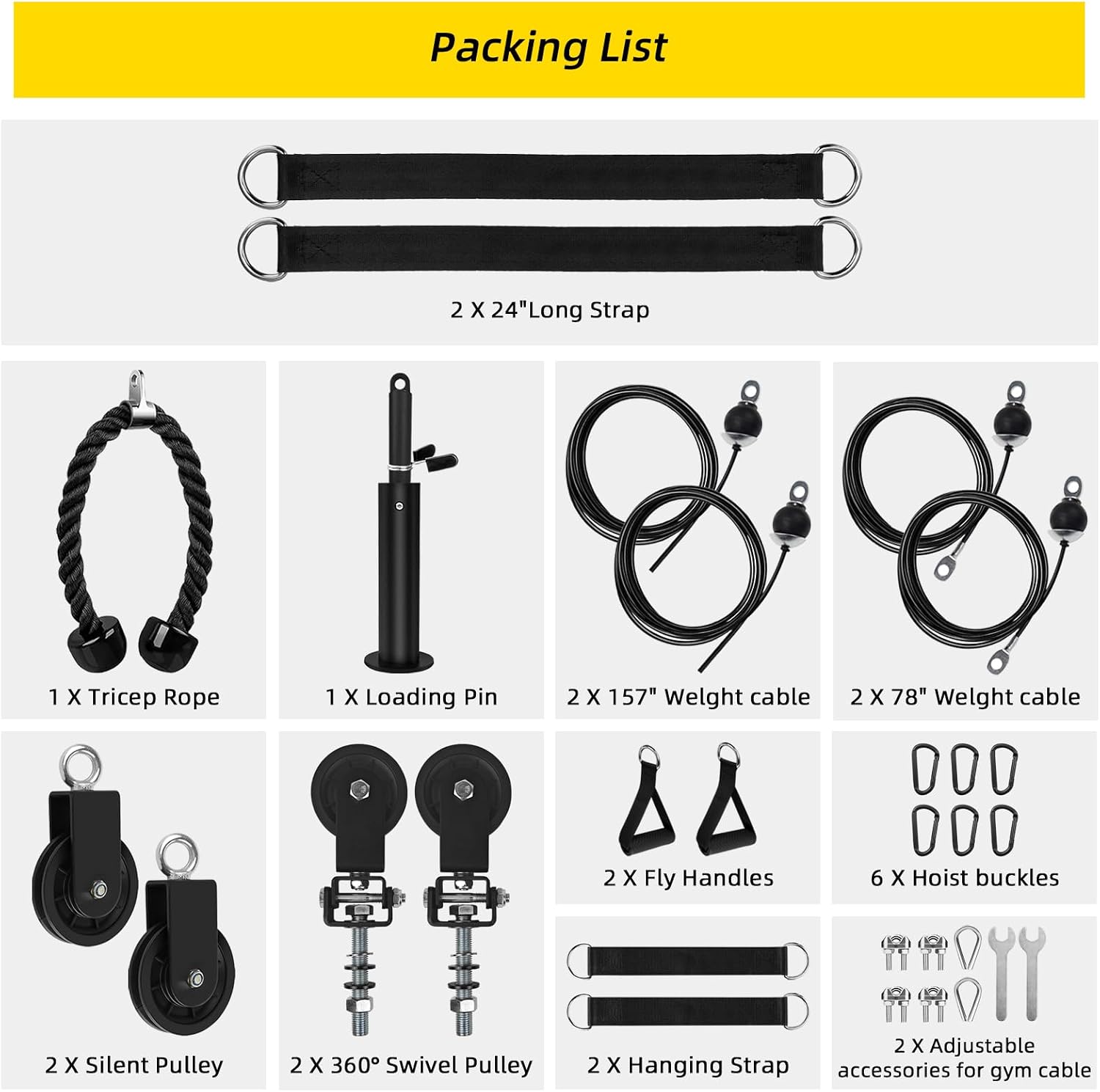 LAT Pulldown Pulley System for Home Gym Cable Machine Pulley Attachment Set Power Cage Weight Lifting Workout Kit