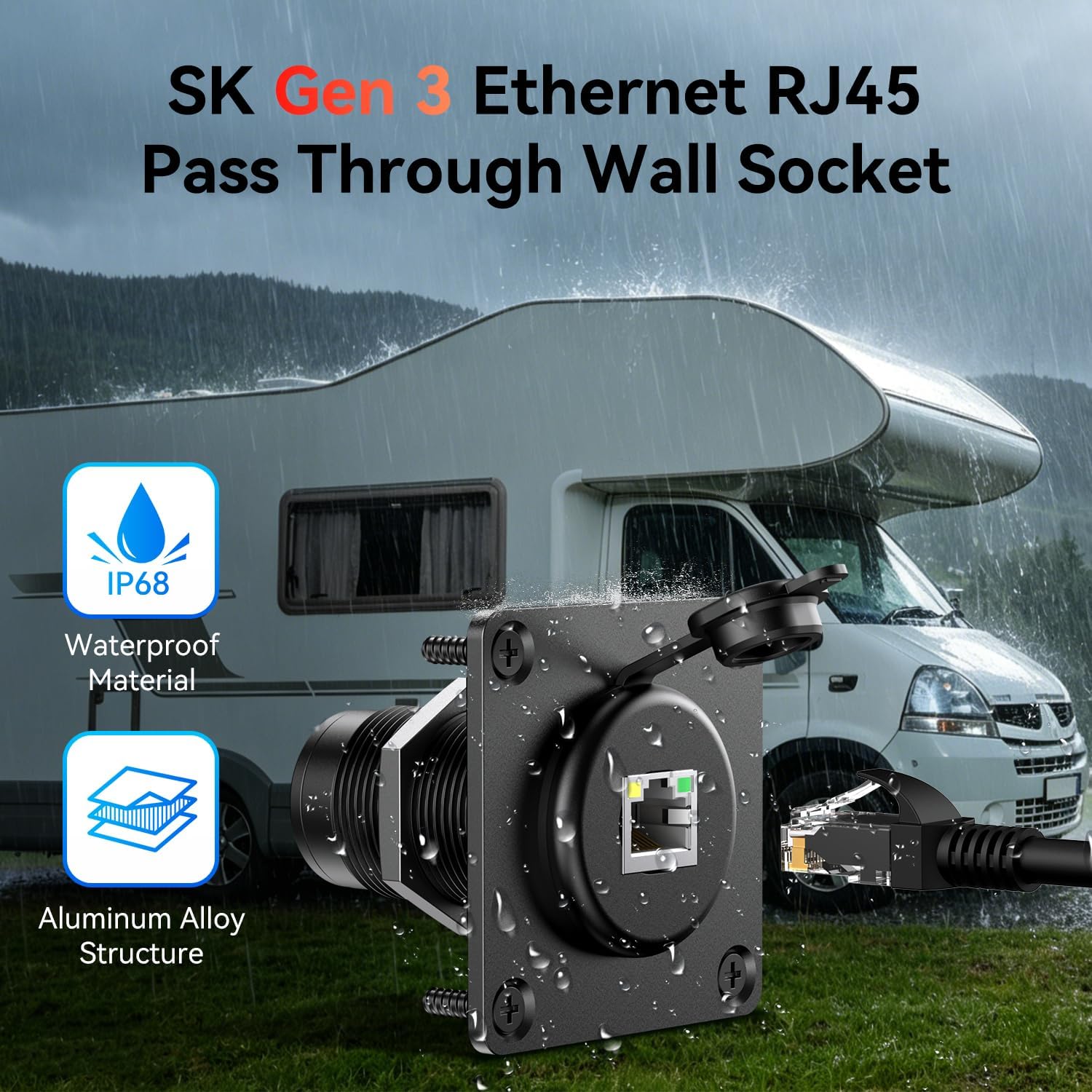 Starlink Gen3 RJ45 Wall Socket, Aluminum Ethernet Pass Through image 3