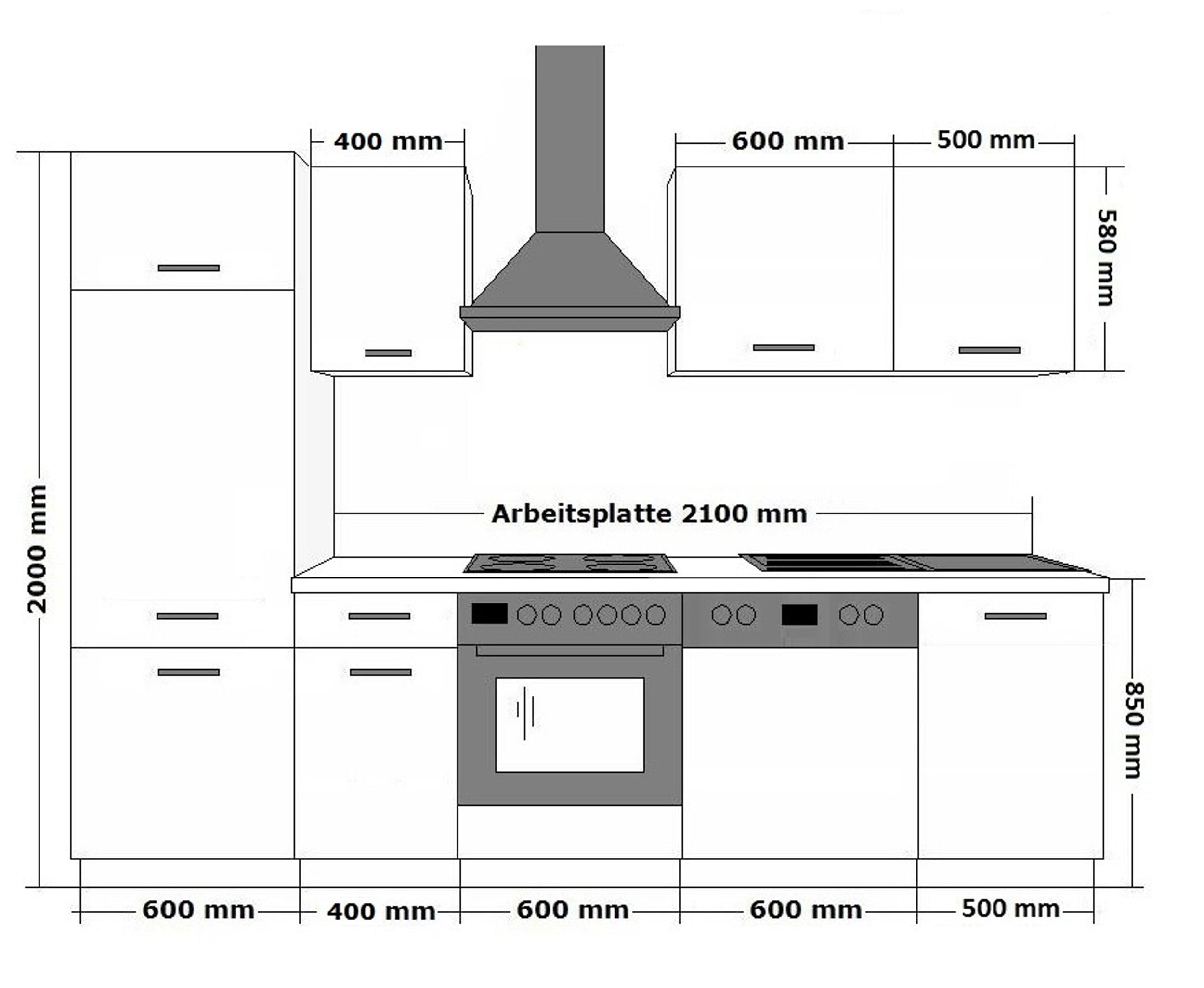 Kuechen-preisbombe Küche Toni 270 cm Küchenzeile Küchenblock Singleküche Einbauküche, Farbe:Matera