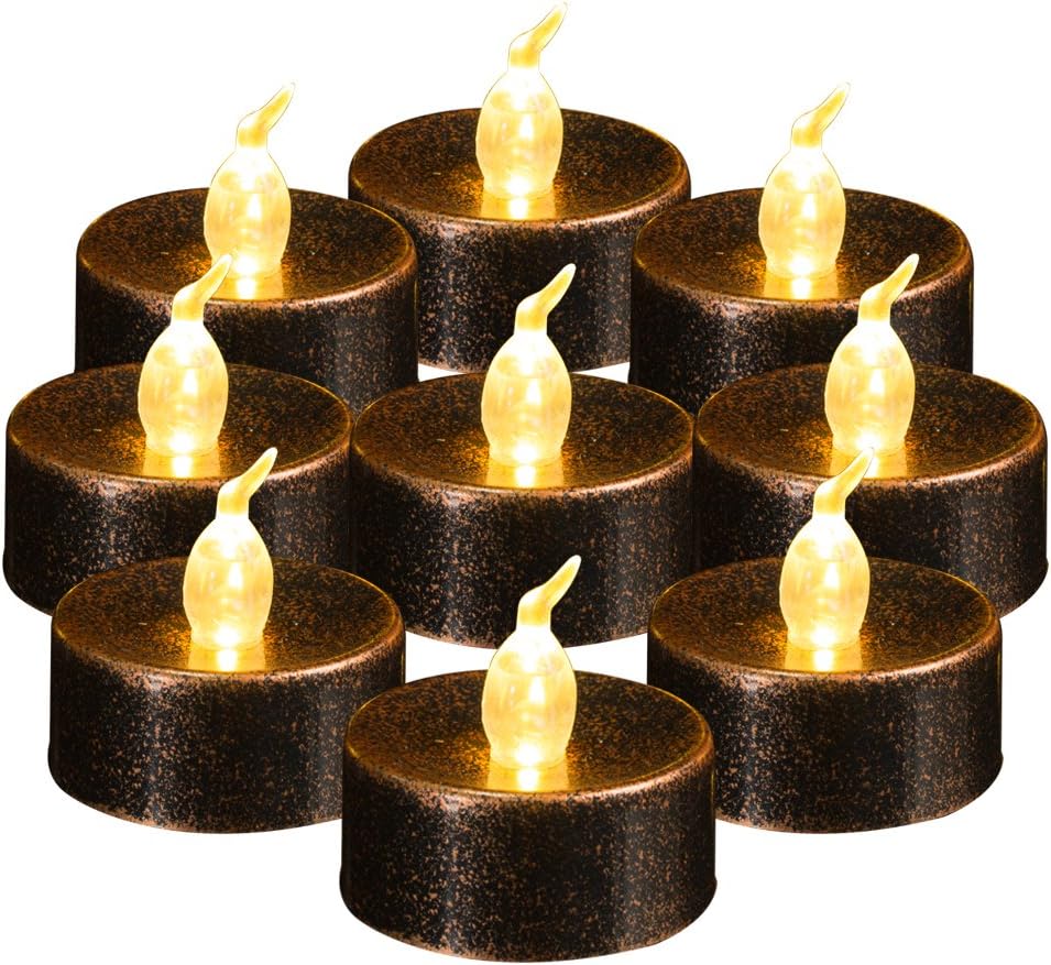 Beichi Flameless LED Tealights Candles, Battery Operated Fake Candles, Small Electric Tea Lights, Warm White Flickering Flame, Unscented Tea Candles, Set of 24