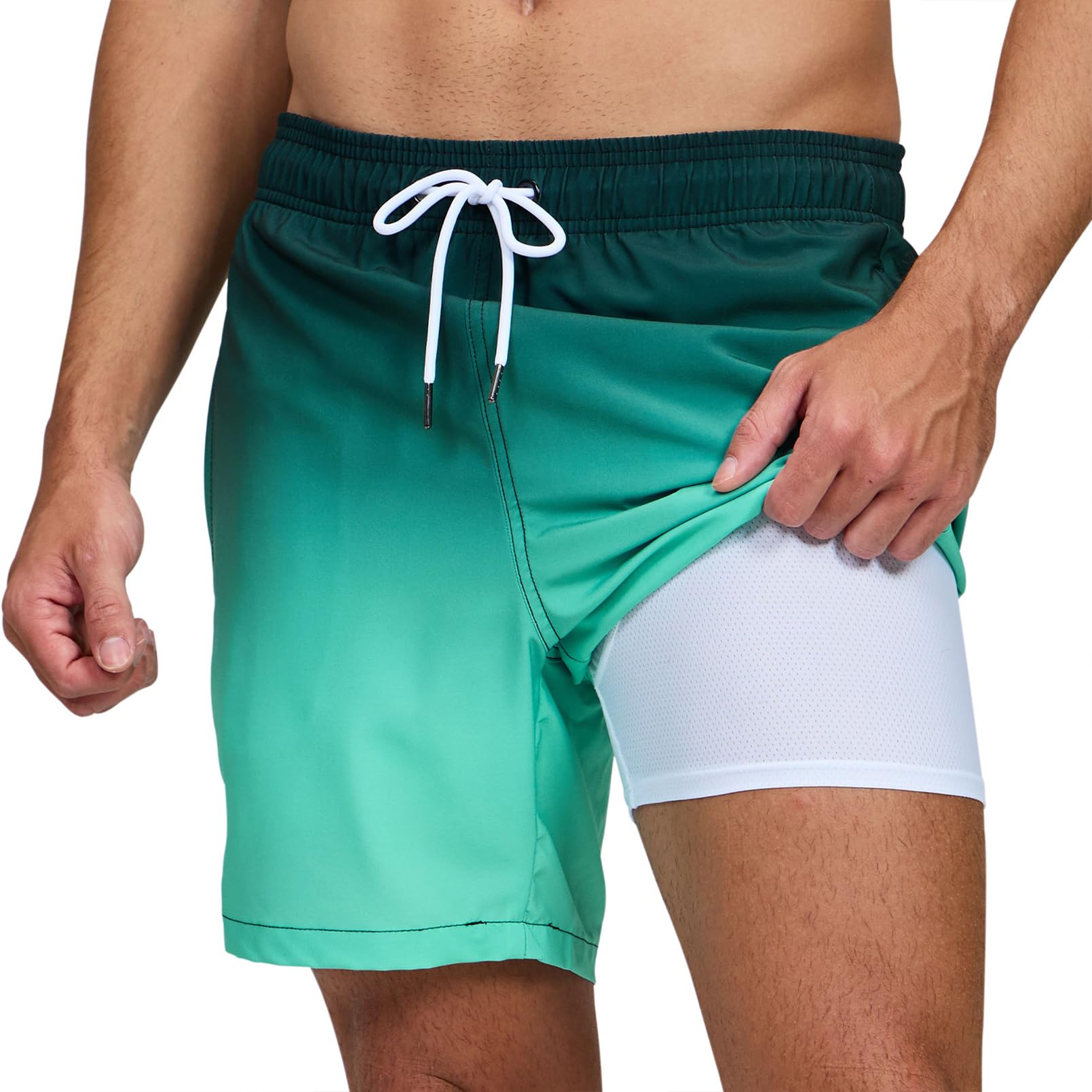 aisprts Men's Swimming Trunks with Compression Liner 2 in 1 Breathable Quick Drying Swimming Shorts Men's Swimming Trunks Swimming Trunks with Drawstring and 2 Zip Pockets-picture-23