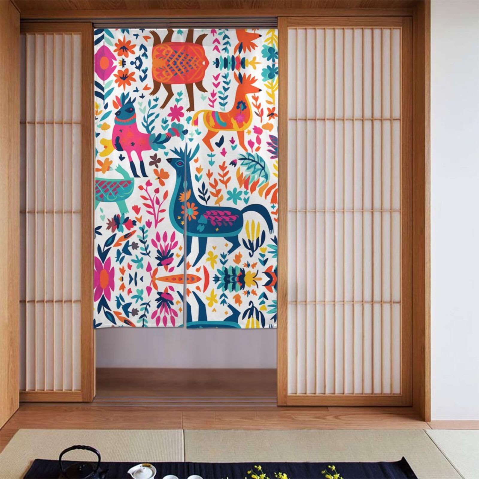 Rideau occultant anti-lumière 142x86 cm imprimé animaux Otomi pour un sommeil profond