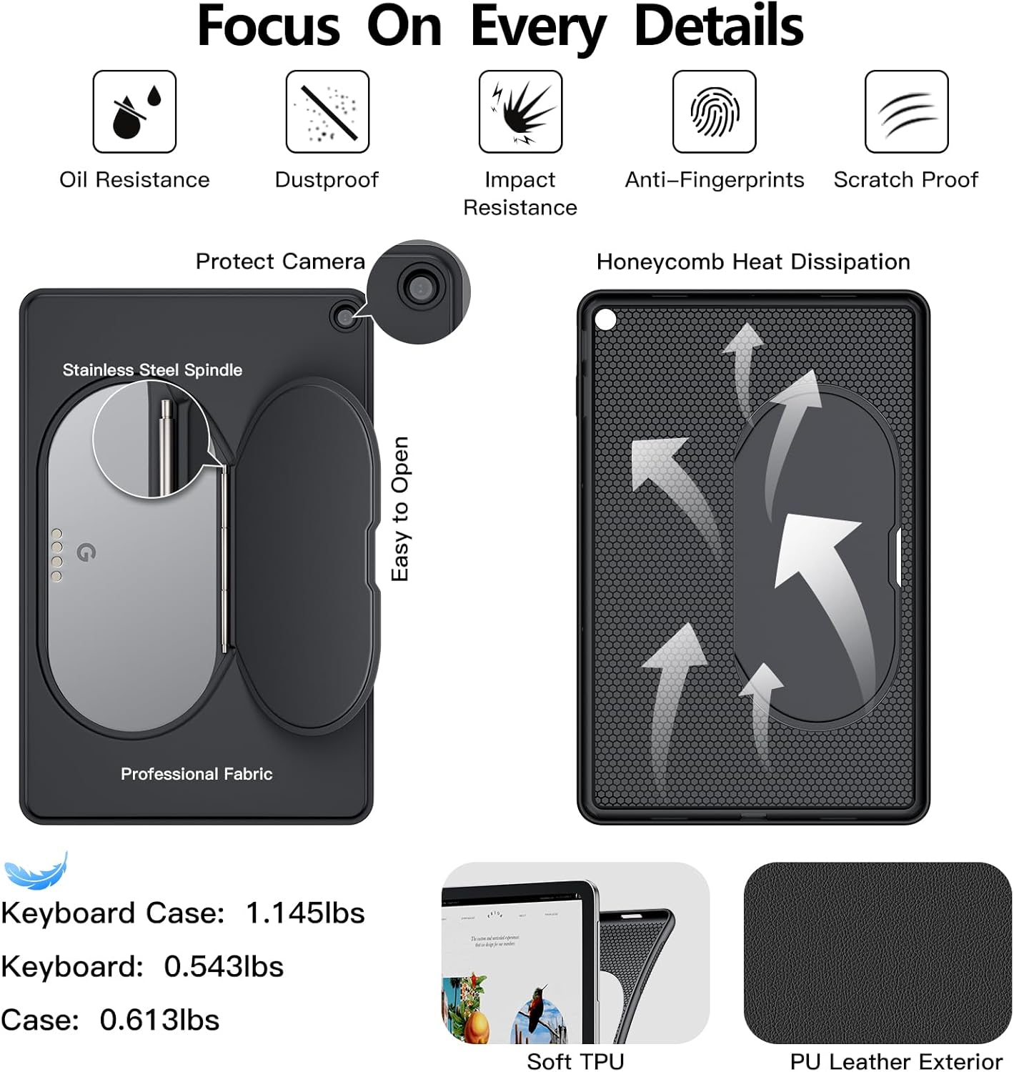 JUQITECH Trackpad Keyboard Case for Google Pixel Tablet 11 inch 2023, Backlit Magnetic Detachable Wireless Keyboard Adjustable Viewing Angle Kickstand Soft Protective Cover Case work with Speaker Dock