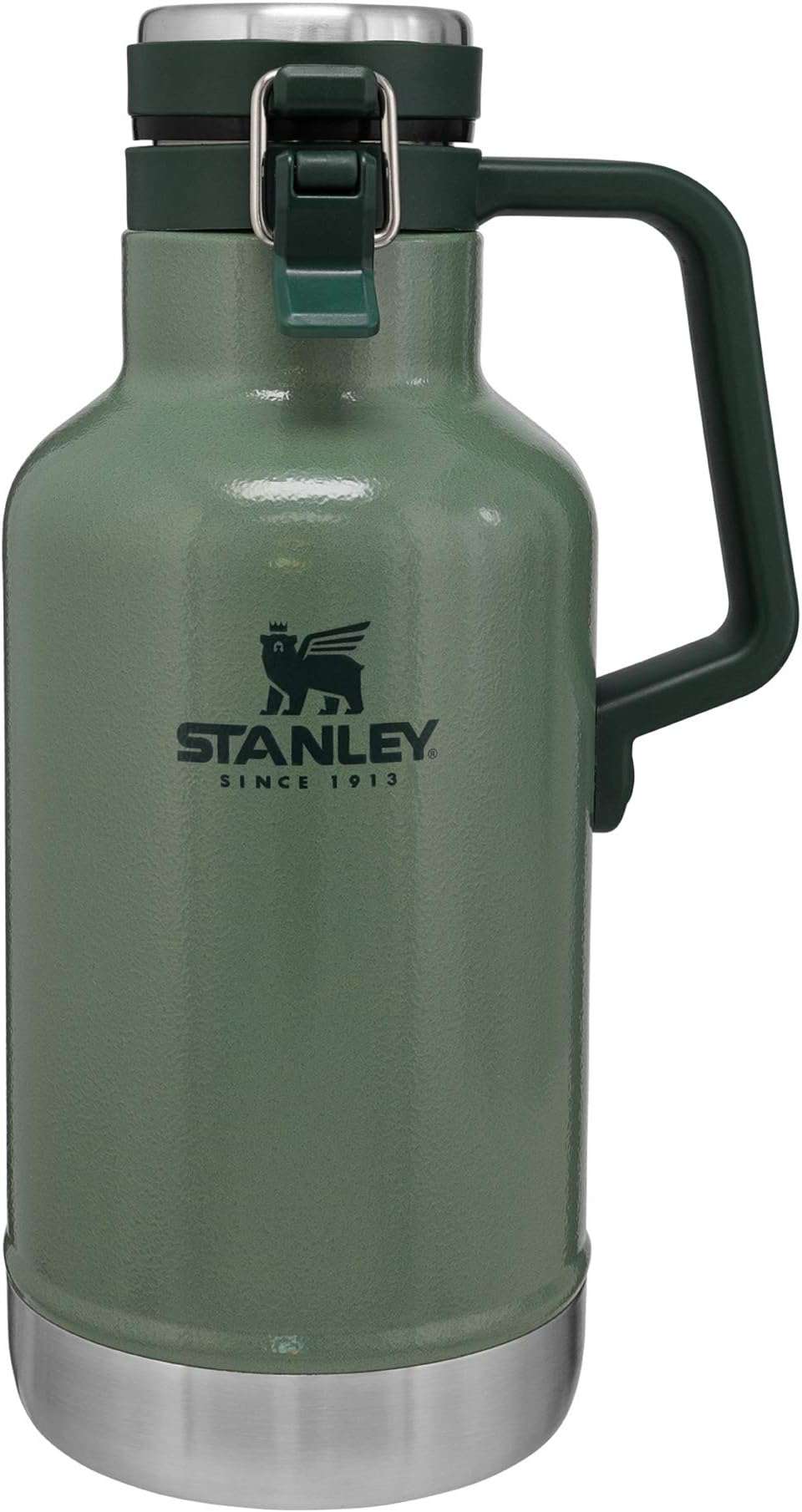 STANLEY Classic Vacuum Growler, 64 oz Capacity, Stainless Steel, Hammertone Green (10-01941-063)