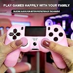 Poignées de protection antidérapantes rose Glitter Silicone Cover Compatibles avec PS4/Slim/Pro Contrôleur,8 PCS Poignées de la tige de paillette Caps et 2 Capuchons.