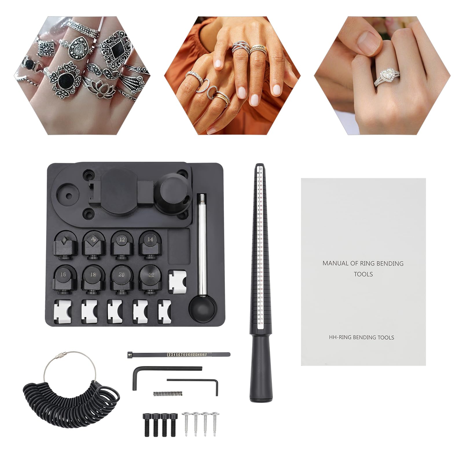 Juego de herramientas para doblar anillos, herramientas para hacer joyas para 12/14/16/18/20/22 mm pendiente anillo doblador máquina