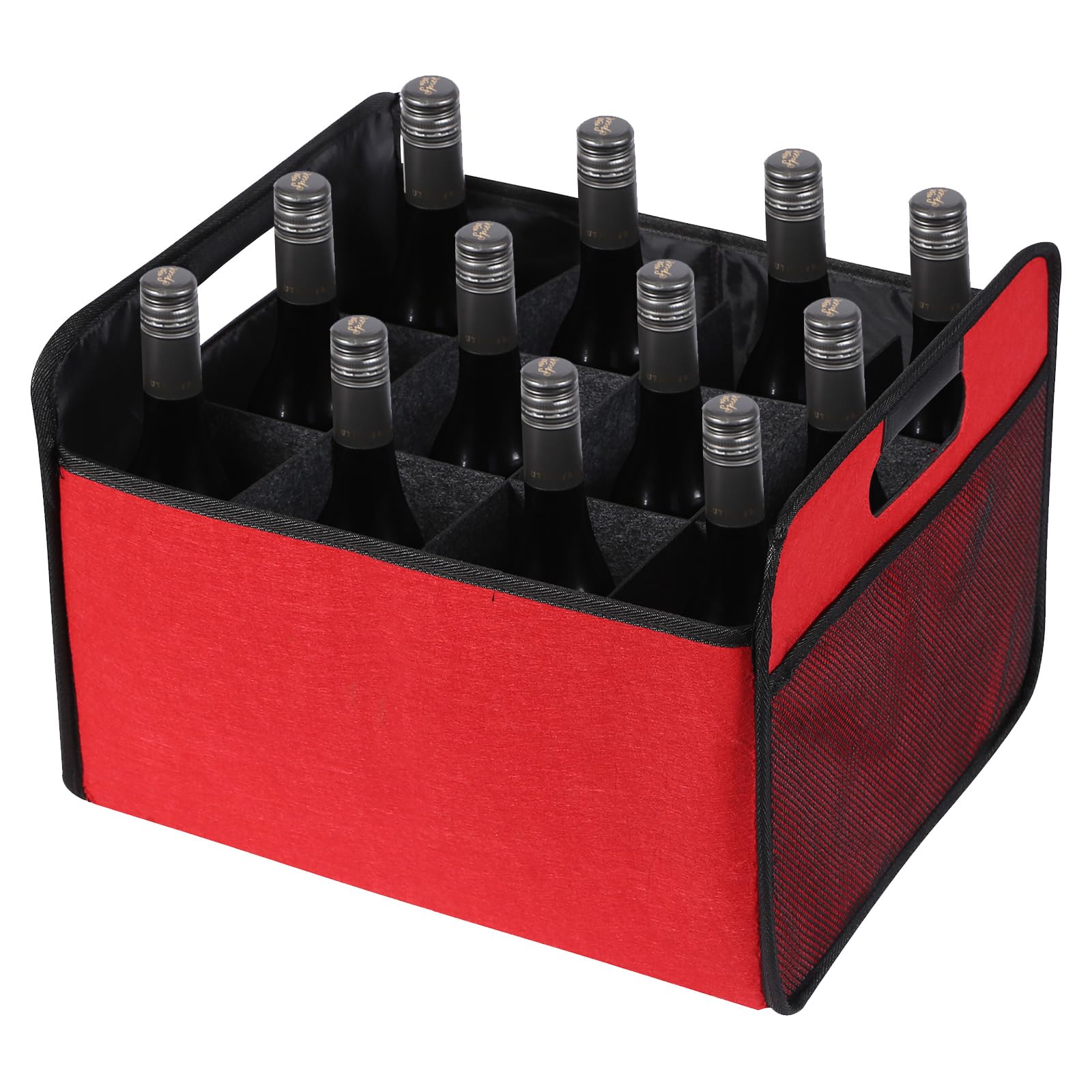 12 Bottle Wine Bottle Carrier, Collapsible Felt Red Wine Tote Bag Holder