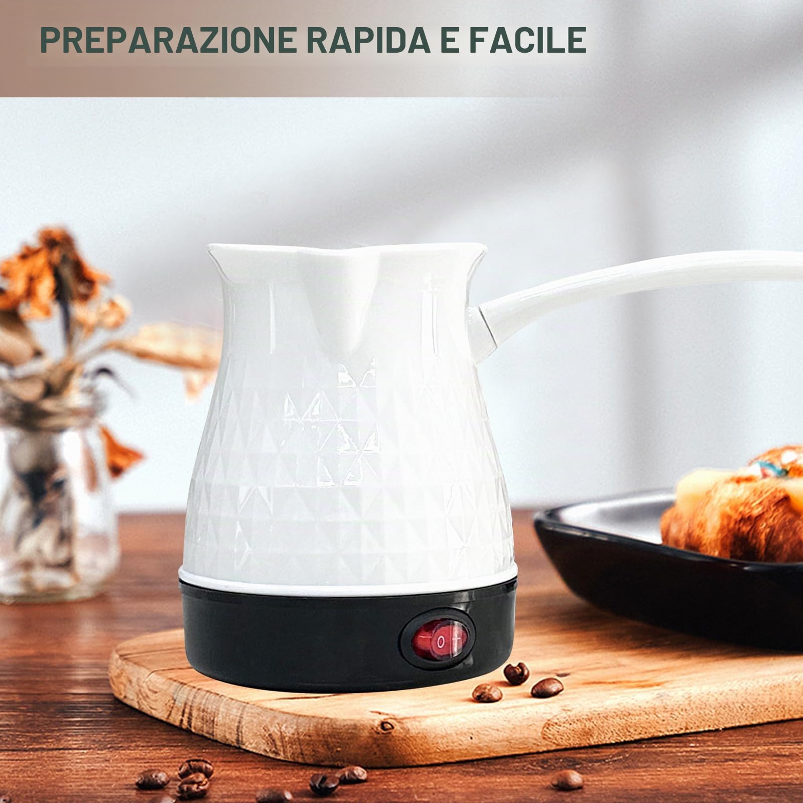 Byzesty Bollitore per caffè turco, 500 ml, macchina per espresso, macchina per caffè turco, caffettiera elettrica, caffettiera per casa, ufficio, viaggi, espresso, moka, tè