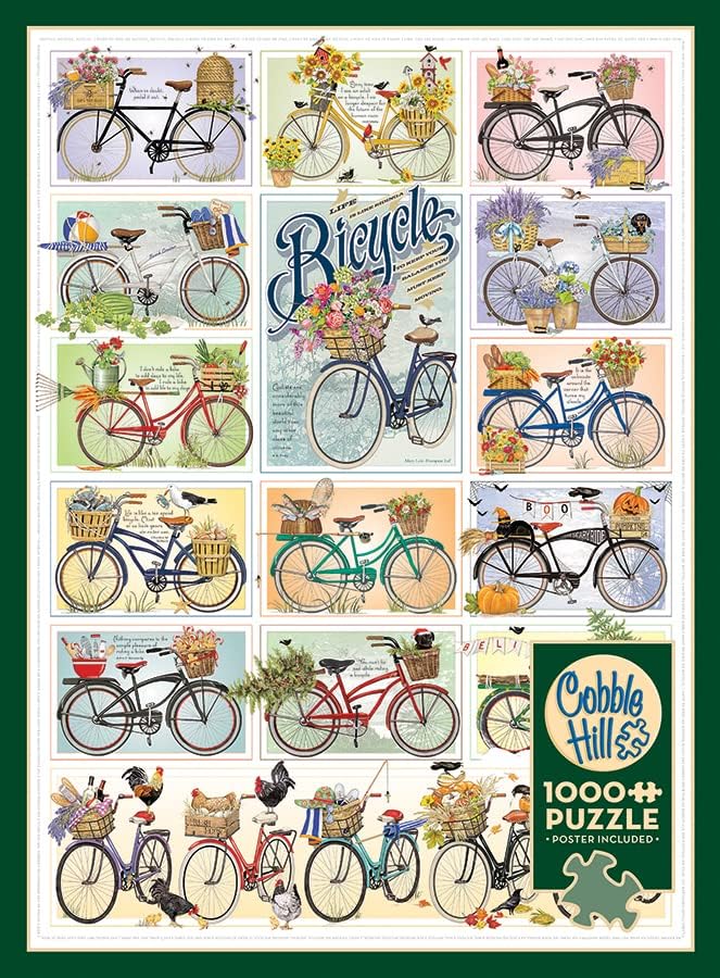 Cobble Hill 1000 Piece Puzzle - Bicycles - Sample Poster Included