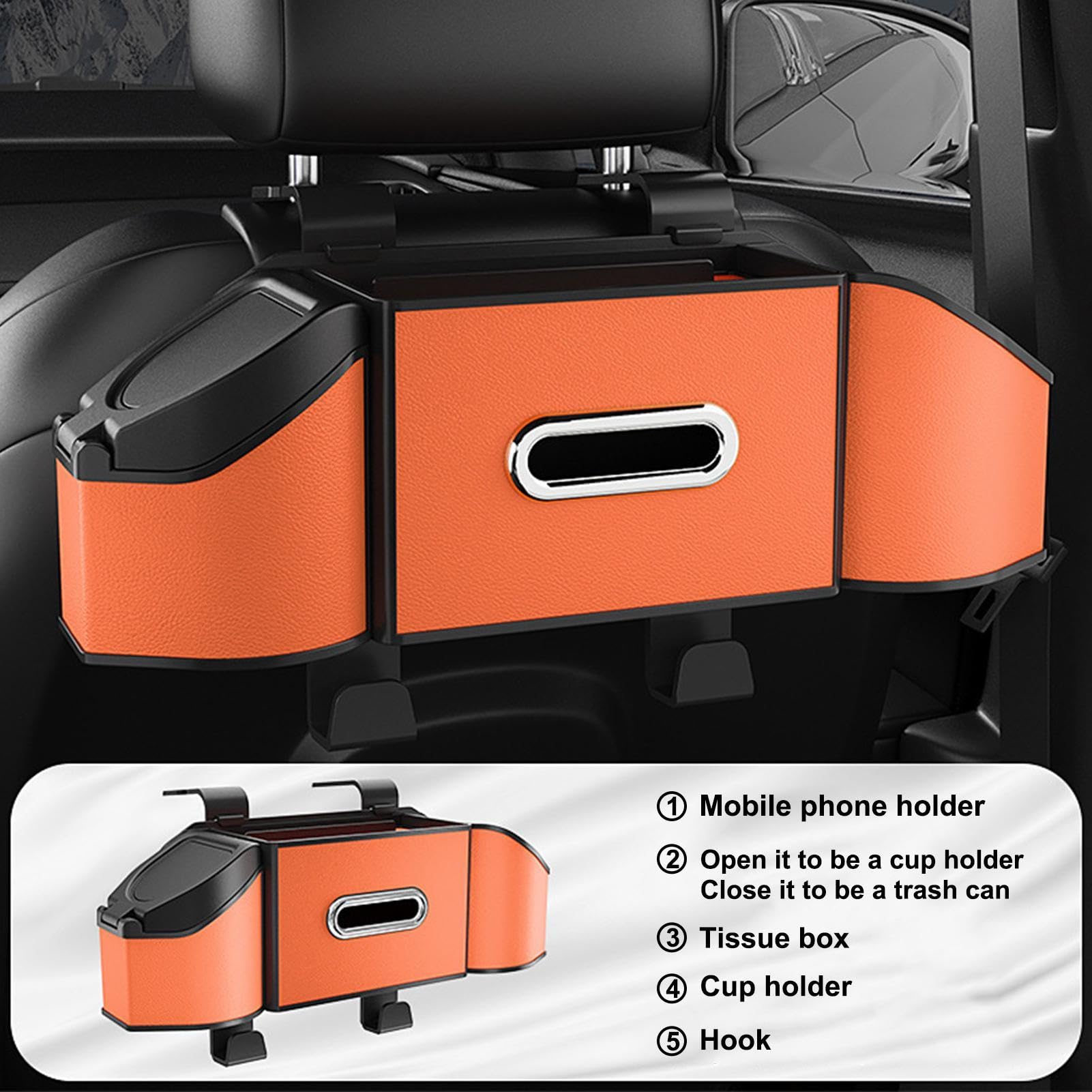 Borsa organizer per sedile posteriore per auto, impermeabile, in pelle PU | Organizer pieghevole multiuso per sedile auto multi-tasca accessori per auto