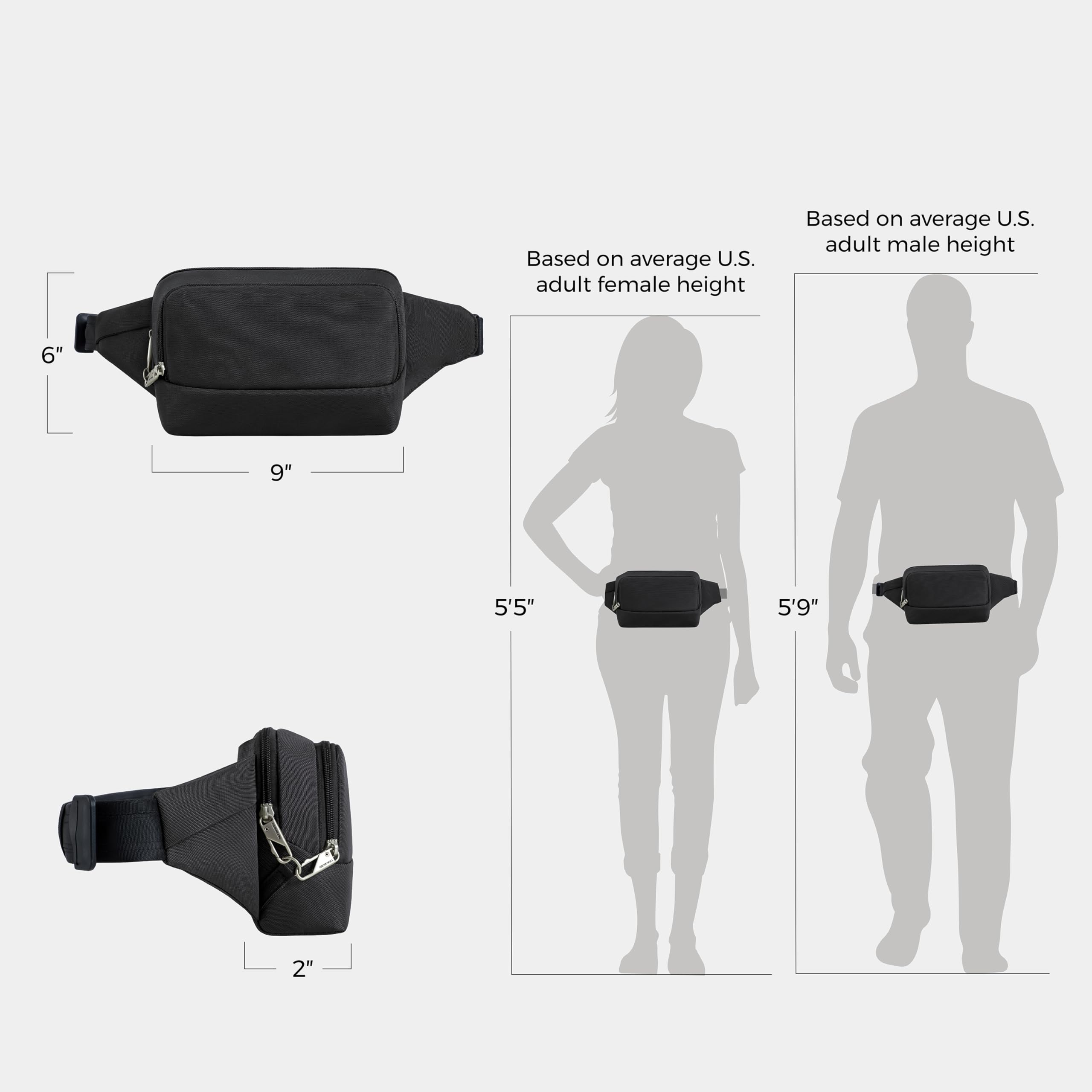 Travelon Anti-Theft Classic Waist Pack, Cinturón Unisex Adulto
