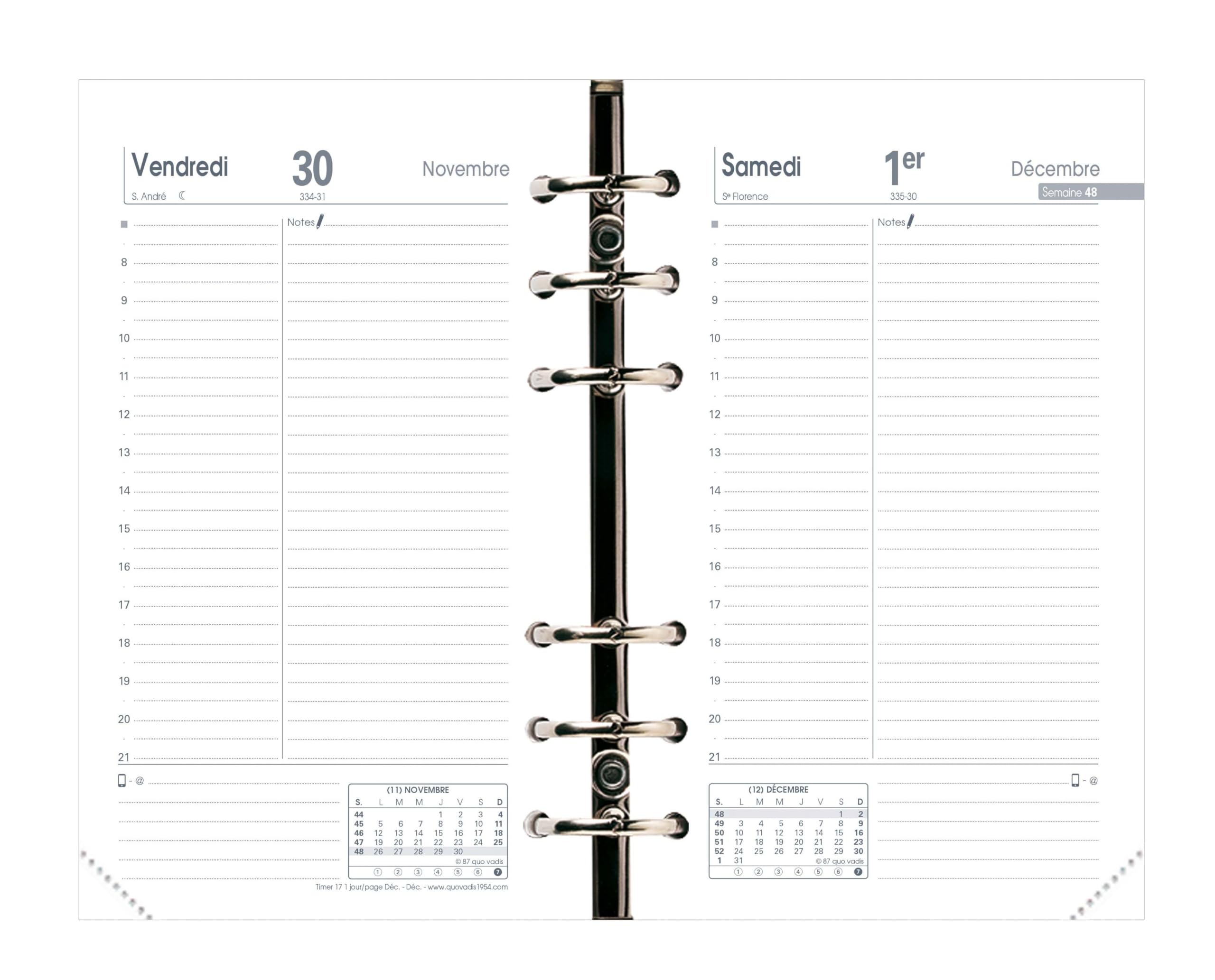 Quo Vadis Timer 17 671001Q – 1 Refill – 1 Day/Page 2017 Dec to Dec 2018