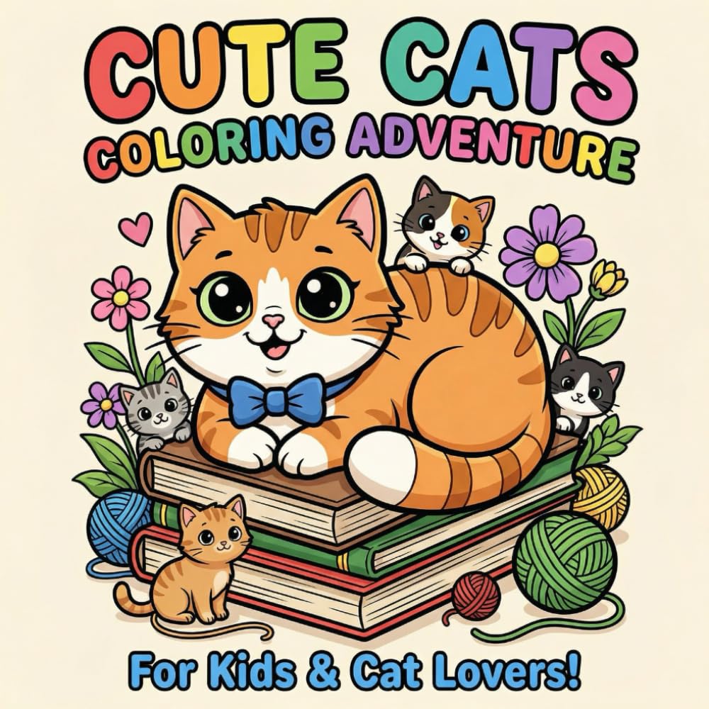 Cute Cats Coloring Adventure: 52 Adorable Cat Coloring Pages for Relaxation and Fun