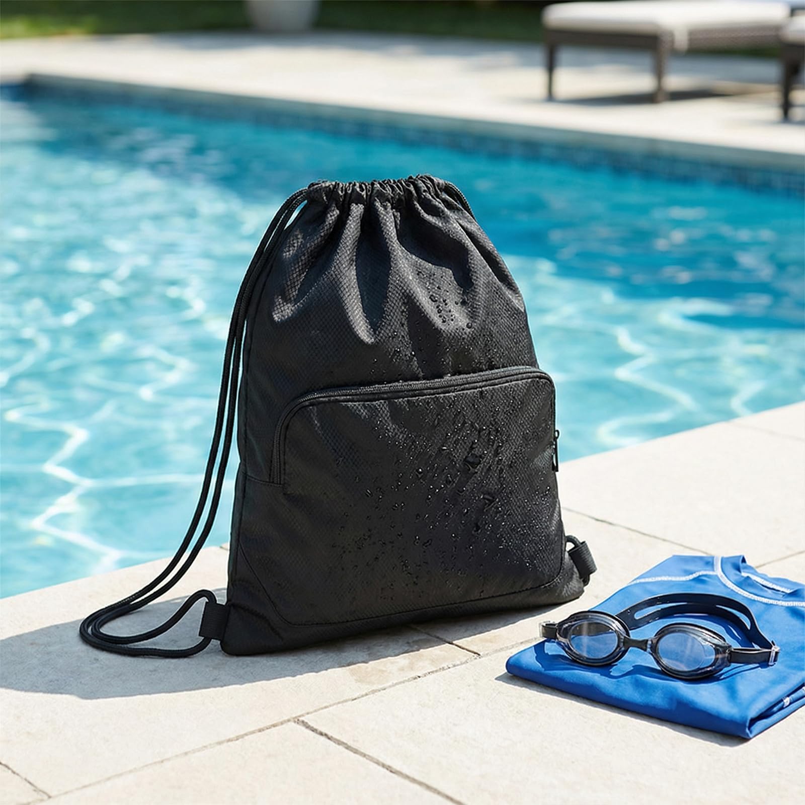 Mochila Impermeable Deportiva con Cordón, Bolsa de Gimnasio Gran Capacidad, Saco de Cuerdas para Hombre y Mujer