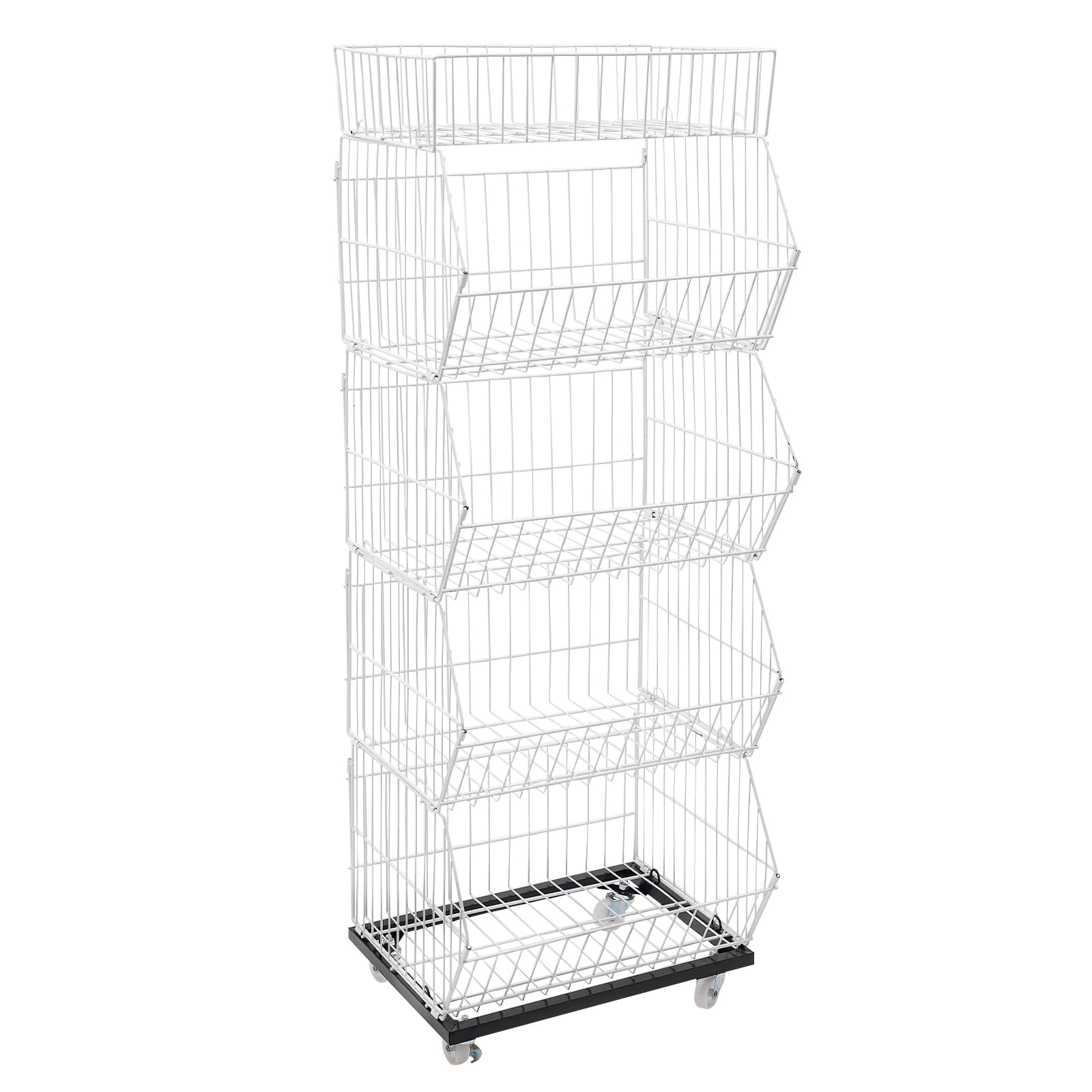 5 Layer Retail Display Rack 48*45*140 cm Snack Candy Display Organizer Supermarket Shelf Snack Rack Organizer Suitable for Displaying Fresh Fruits Vegetables and Snacks in Supermarkets (White)