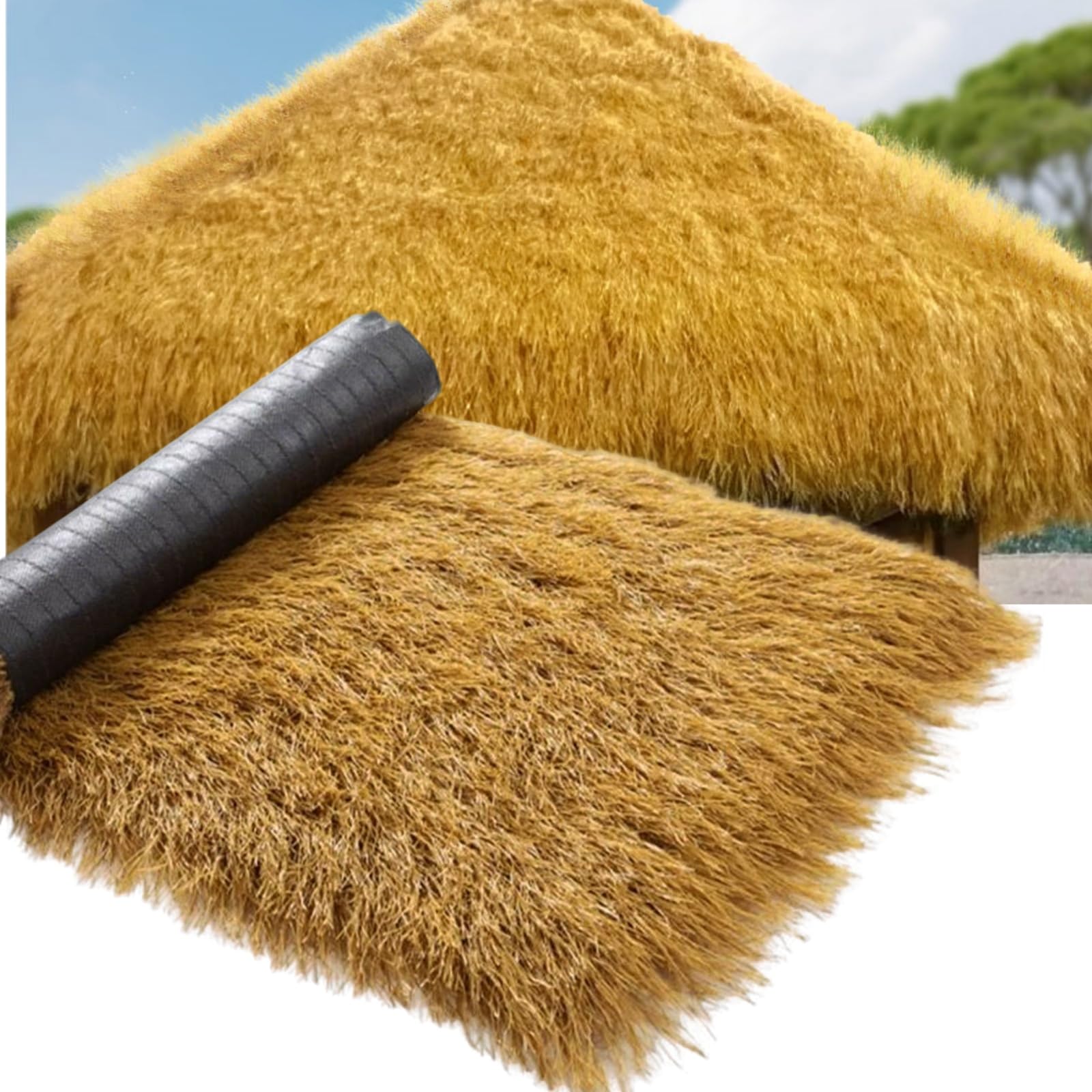 ZHWFDC Artificial Thatch Roll,synthetic Thatch Grass Roof, Tiki Bar Roof Thatch, Mexican Thatch Grass.Beach Hawaiian Party，Garden Fence Decoration And Bar Decor(Size:0.5 * 15m)