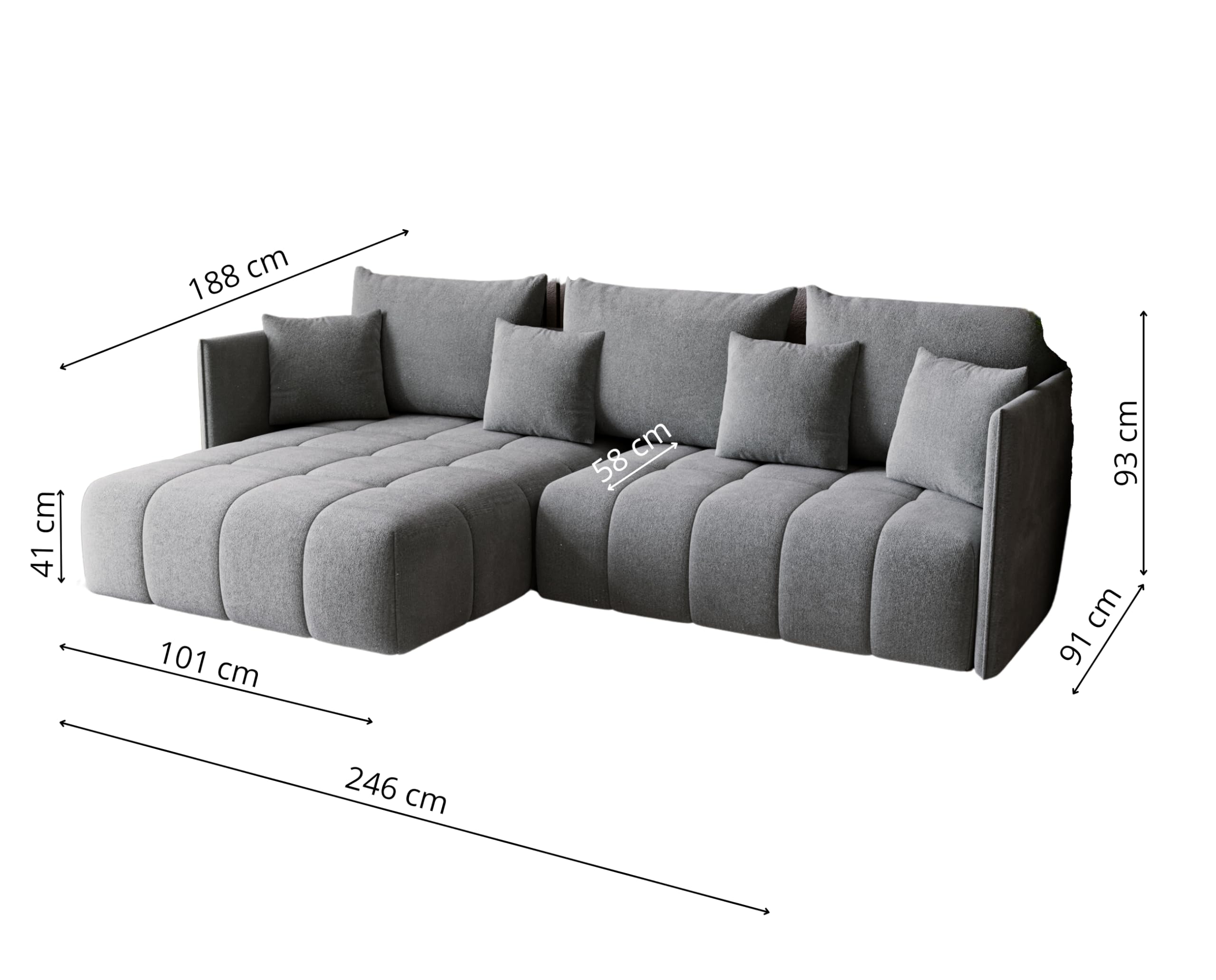 Narożnik GONA z funkcją spania 245 x 180 cm – Elegancki, trwały i wolnostojący – Automat ułatwiający rozkładanie – 246 x 188 x 93 cm – Monolith 37 (butelkowa zieleń)
