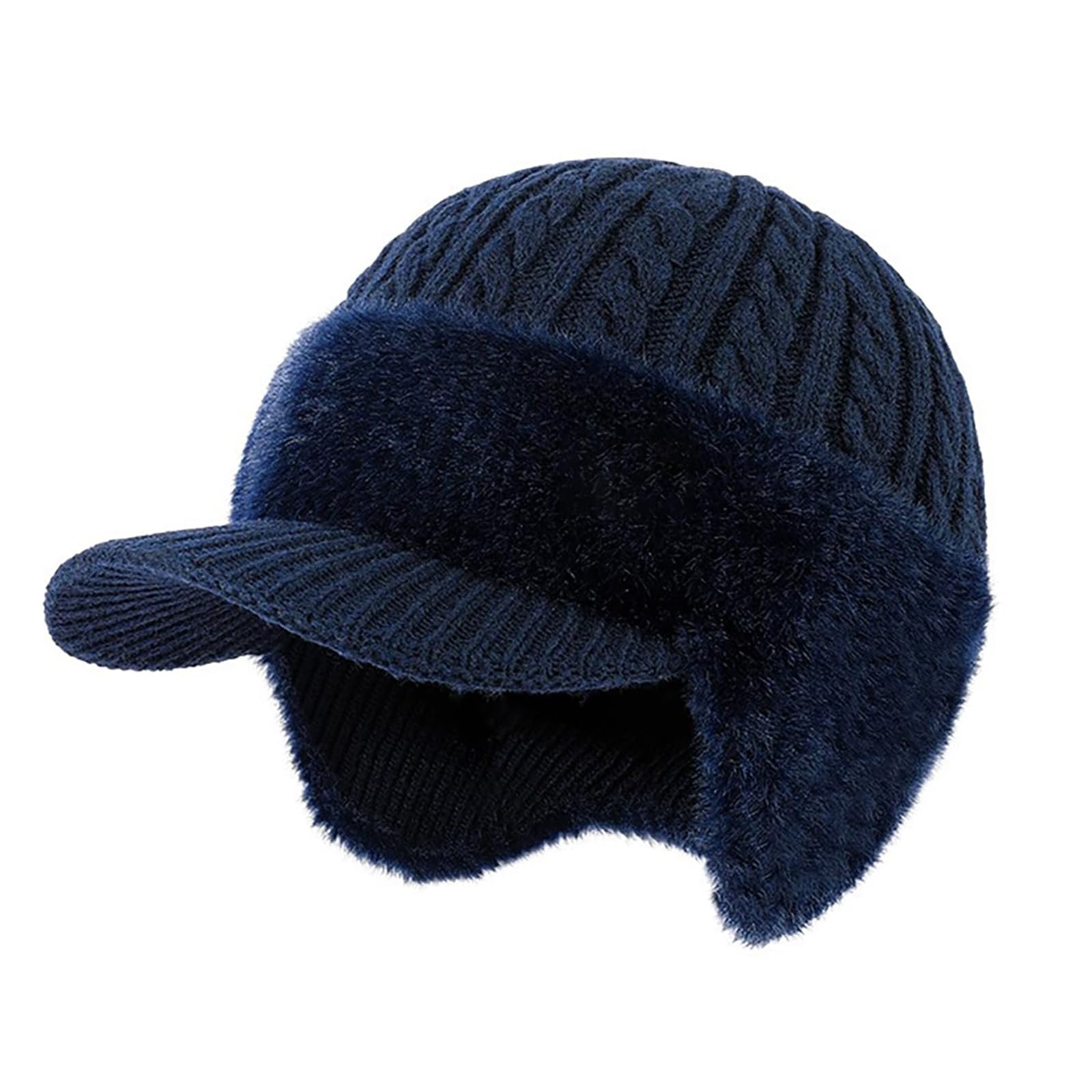 ColdShield Trapper Blocking Knitted Hats, Winter Trapper Hats for Men, Windproof Winter Trooper Hat with Ear Flaps, Fleece Thermal Hat for Cold Weather, Warm Hats for Skiing Cycling Outdoor (Navy)
