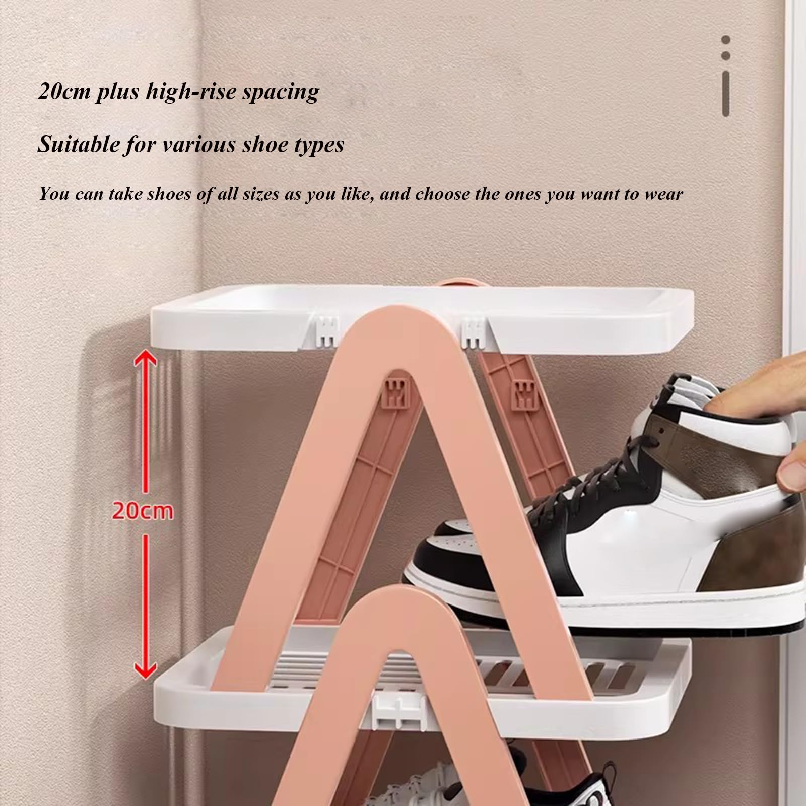 Scarpiera a 3 ripiani, impilabile, sottile, verticale, organizer per corridoi, cucine, camere da letto, mensole compatte in plastica per una gestione ordinata dello spazio