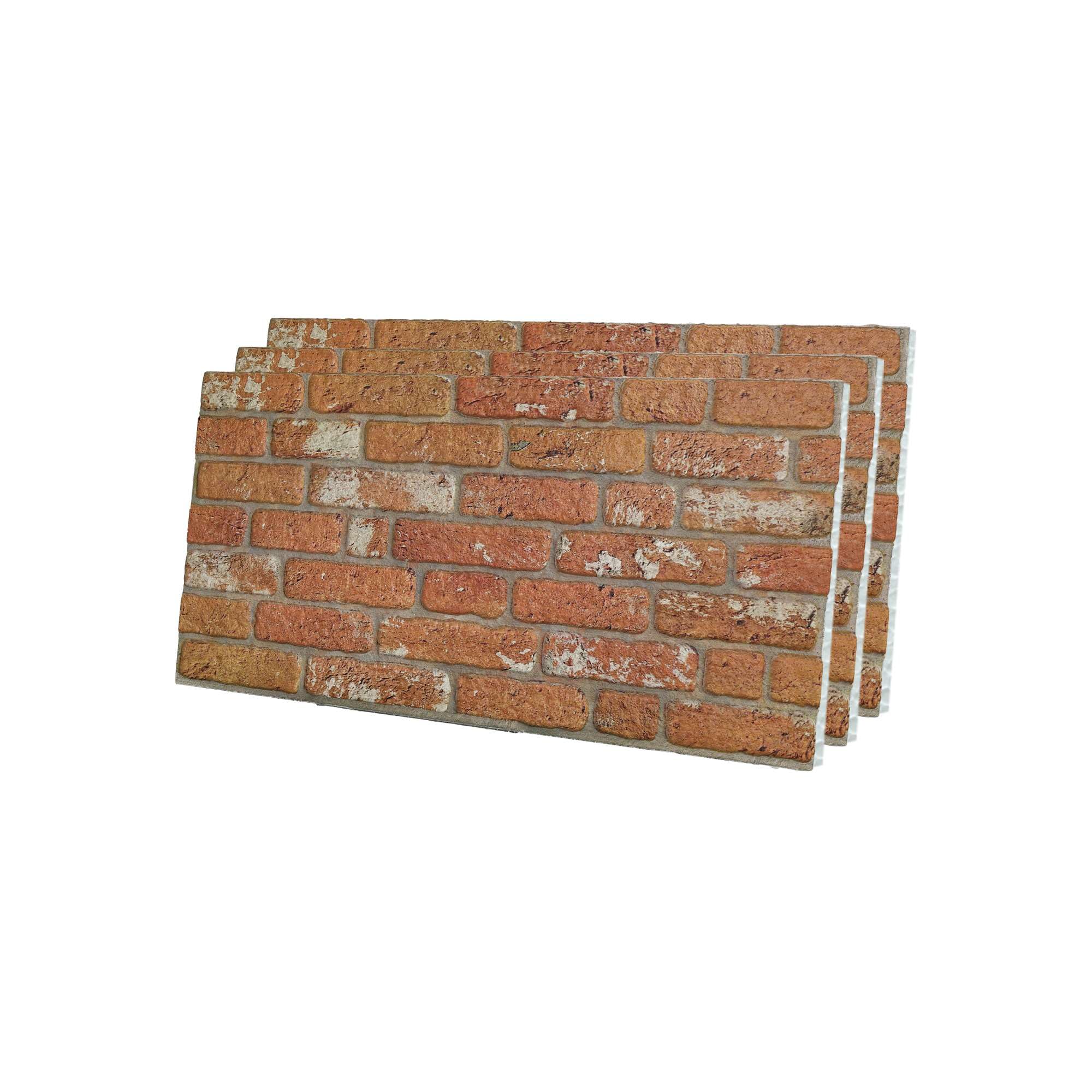 IZODEKOR 3D Wall Panels Brick Effect - Cladding, Stone Look, Styrofoam Facing for Living Room, Kitchen, Bathroom, Balcony, Bedroom and Back of Counter | Vintage Dream (3 Piece Panel) | Covers 16 sq ft