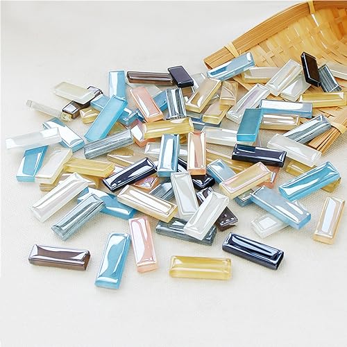 Tiras de vidrieras de mosaico para manualidades, 7.05 oz (0.44 libras), piezas de mosaico de vidrio transparente, manualidades de vidrio manchado,
