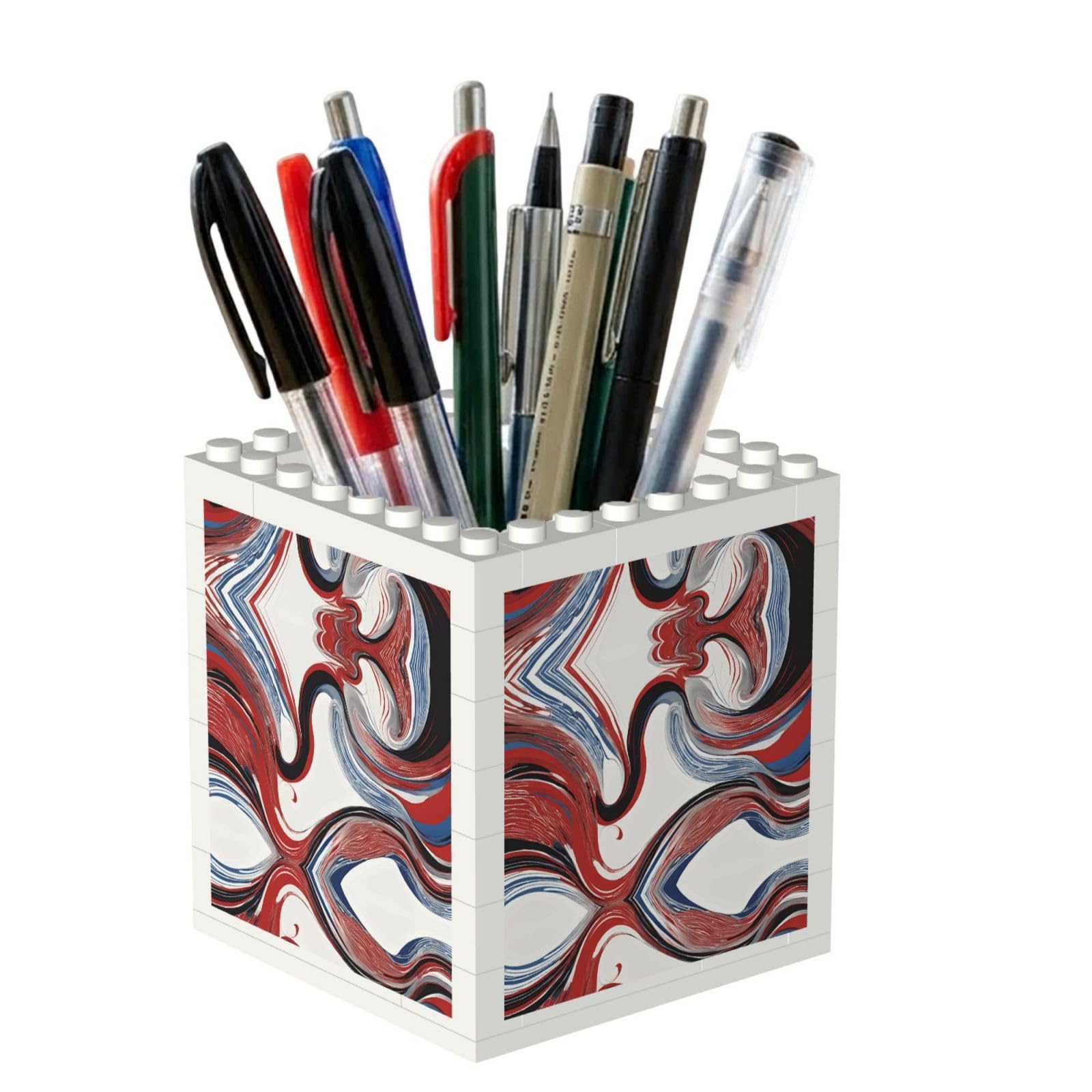 ESNAIUVCD Marble Mixed Brown Print Building Block Pen Holder - Pencil Holder For Desk/Classroom,Desk Accessories, Multifunctional Office Supplies Pen Organizer Pencil Cups(2pcs)