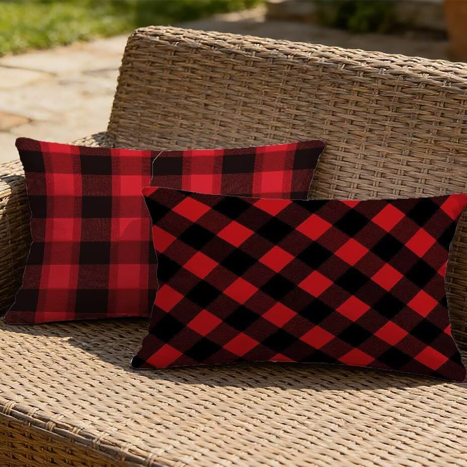 Housse de Coussin Extérieur Antitache Imperméable Rouge 40x60 Salon de Jardin - 2