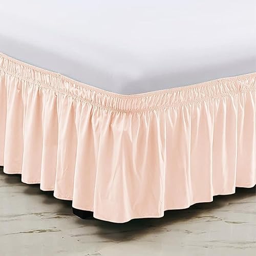 Miniatura 3 de Falda de cama blanca para cama individual, falda de cama con volantes de 16 pulgadas de caída, tela de tres lados ajustable, elástica, con volantes
