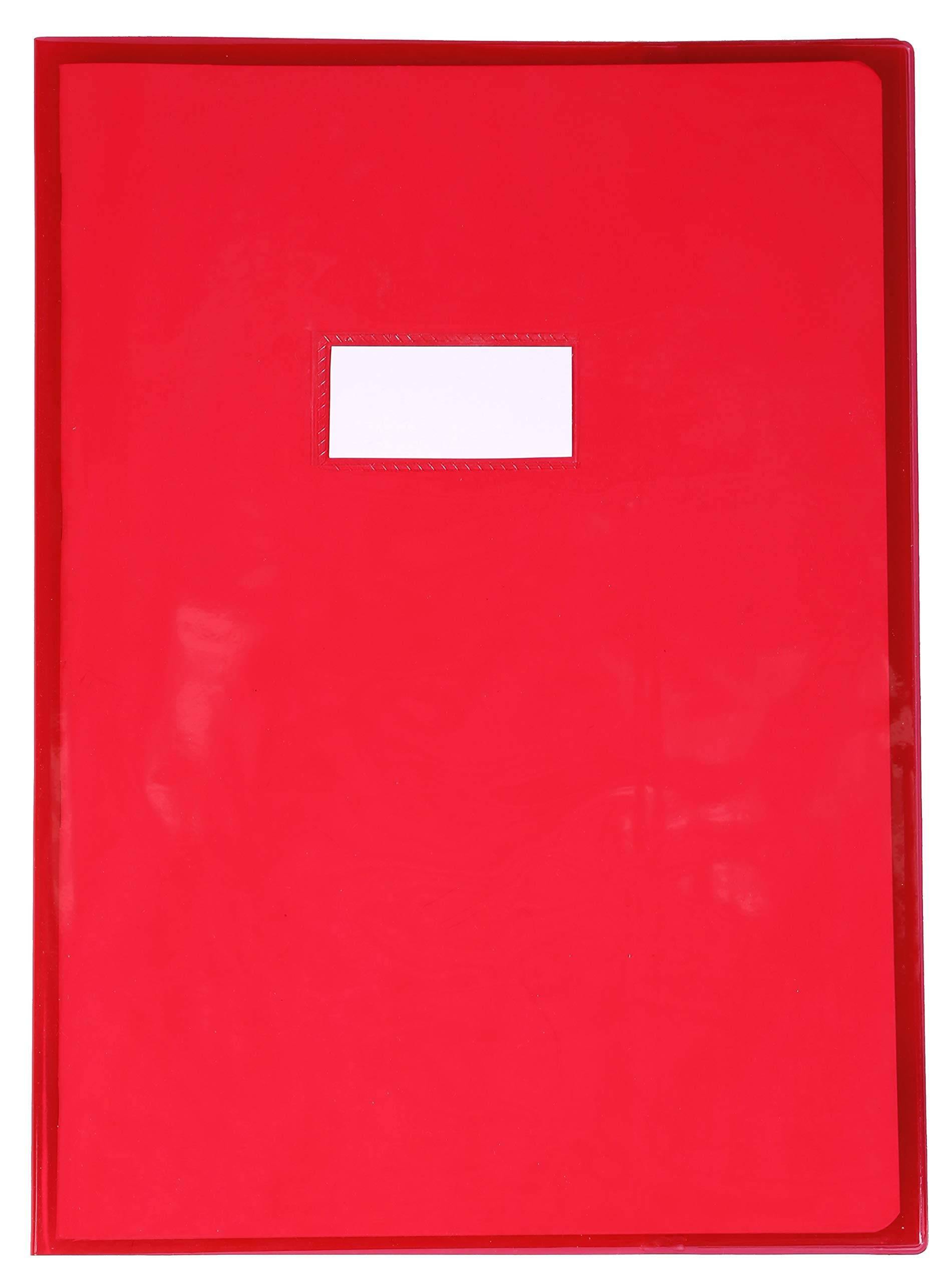 Calligraphe 73203C - One Red Cristalux Notebook Protector - A4 21x29.7 cm - 22/100th with Label Holder - Smooth Transparent PVC - Manufactured in France