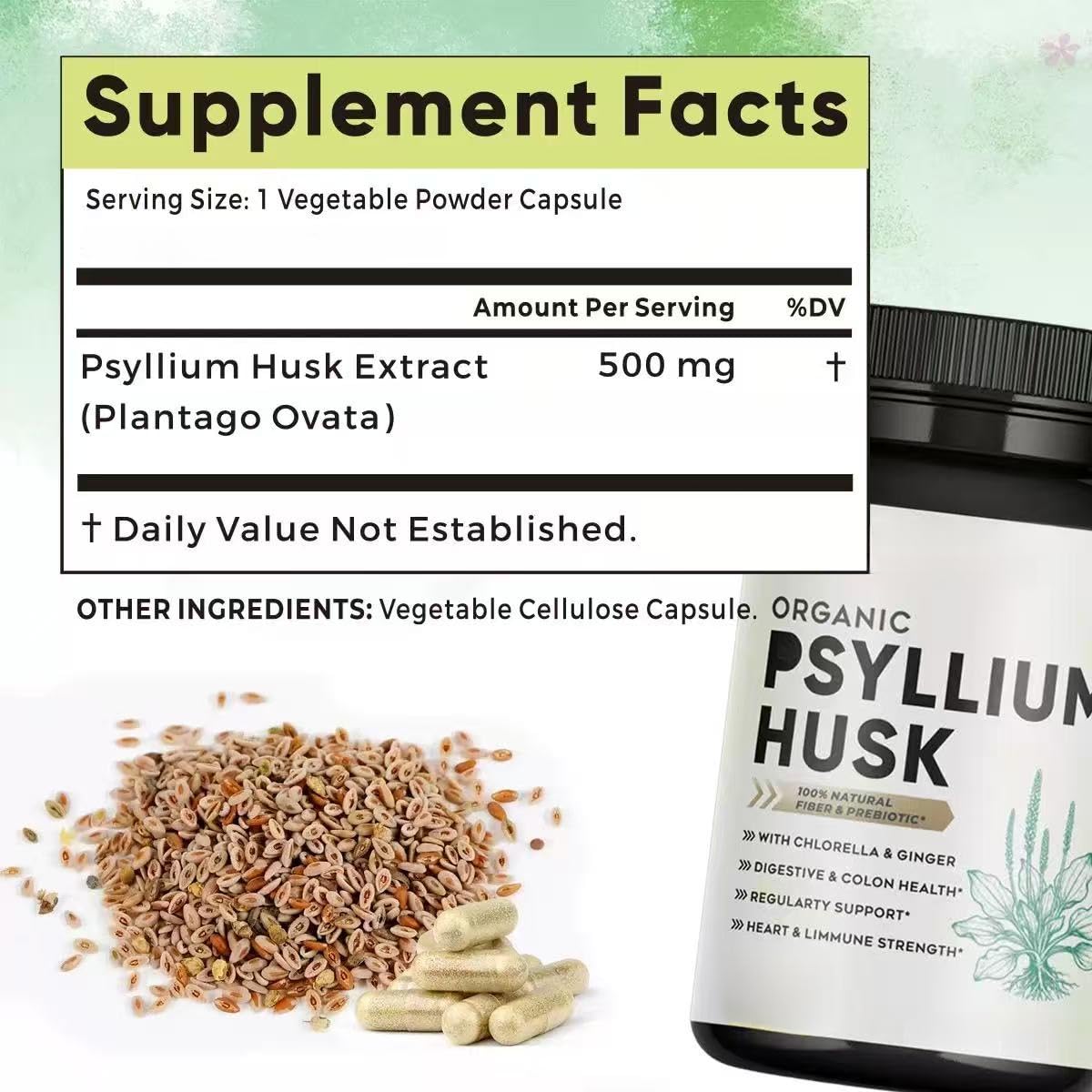 Fibra natural de cáscara de psyllium orgánica para la salud intestinal