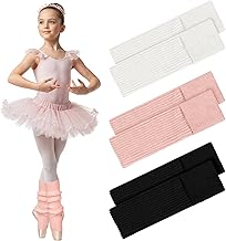 3 Pairs Kid Cashmere Winter Dance Leg Warmers Toeless Ballet Stirrup Socks Wool Knitted Leg Warmers for Kid Girls Dance Ballet Yoga