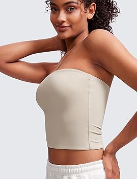 CRZ YOGA Women's Butterluxe Double Lined Bandeau Tube Tops