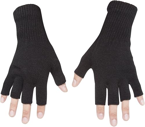 Gravity Threads Guantes de invierno unisex de punto elástico sin dedos para hombres y mujeres