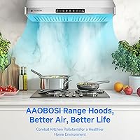 Vista 9 de AAOBOSI Range Hood 30 inch Under Cabinet,800-CFM Gesture Sensing/Touch Control/Motor Upgrade Low Noise,3 Speed Range Hood with LED Lights Exhaust