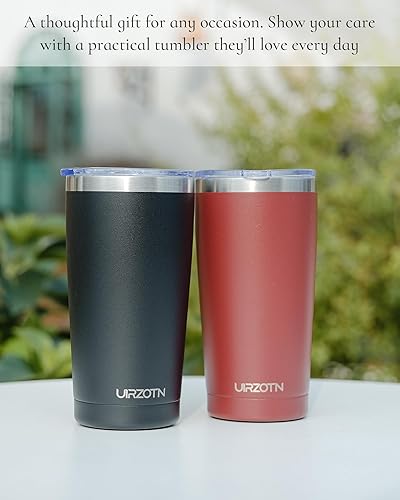 Miniatura 7 de Vaso de café de viaje de 20 onzas, taza de café de viaje a prueba de fugas con doble tapa y popote, vaso de acero inoxidable con aislamiento al