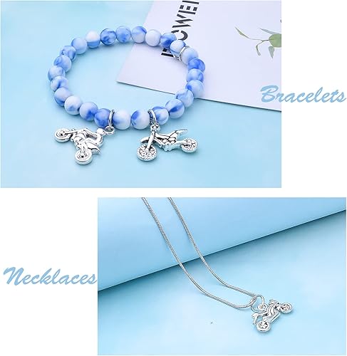 Miniatura 6 de 50 dijes de plata antigua para motocicleta, scooter, autociclo, aleación tibetana, cuentas de motocicleta, accesorios para hacer joyas,