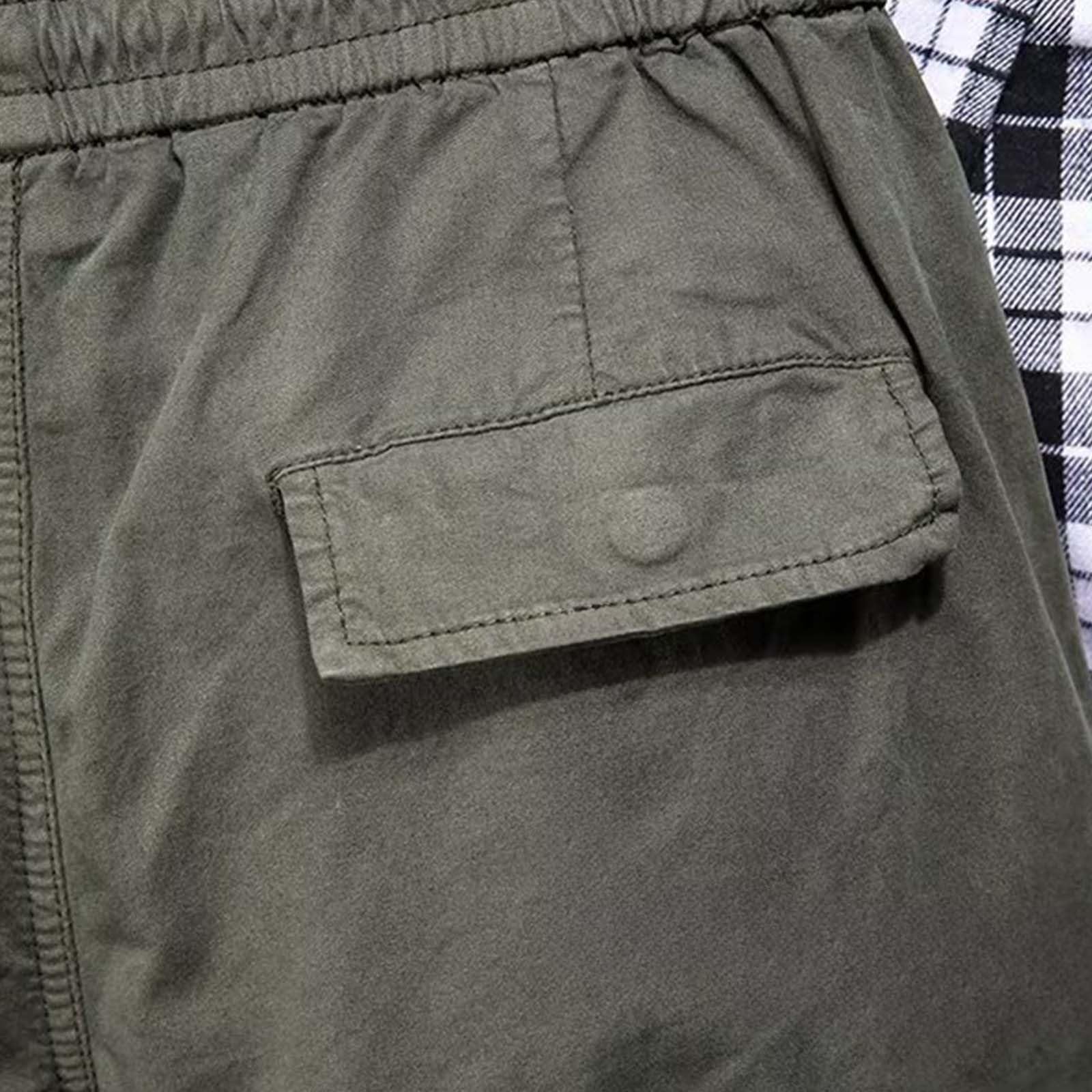 Mens Cargo Pants Athletic Joggers Elastic Waist Multiple Pockets Sweatpants Ankle Cuffs Casual Outdoor Workout Trousers — view 8
