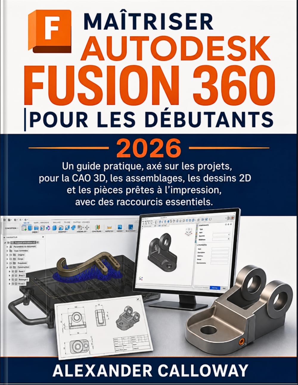 MAÎTRISER AUTODESK FUSION 360 POUR LES DÉBUTANTS (2026): Un guide pratique, axé sur les projets, pour la CAO 3D, les assemblages, les dessins 2D et ... l'impression, avec des raccourcis essentiels