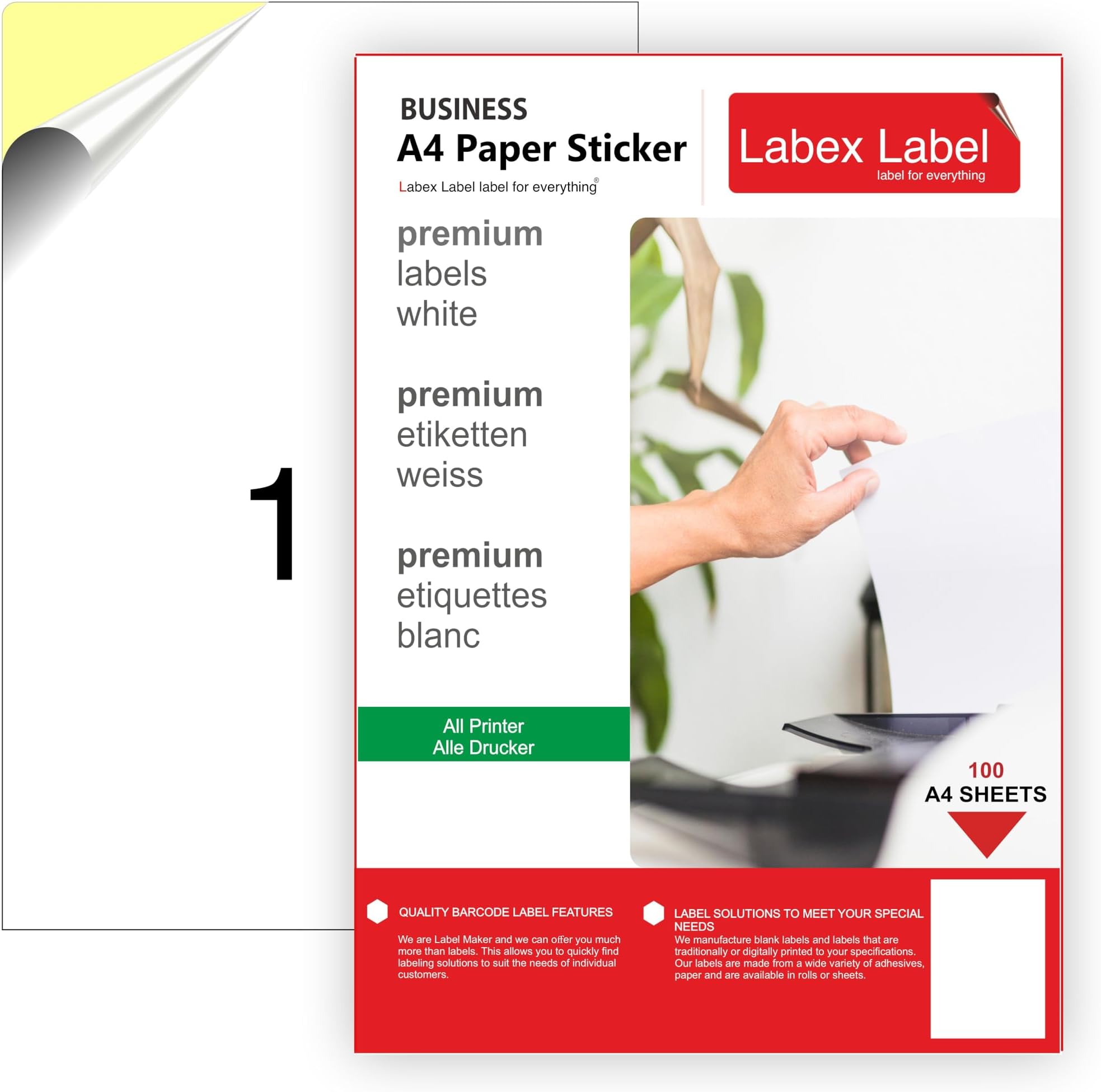 100 Blatt Etiketten A4 Bogen ∣ A4 klebepapier bedruckbar - 210 x 297 mm ...