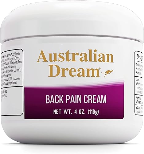 Australian Dream Crema para el dolor de espalda para cuello cuerpo dolores musculares o dolor de espalda tarro de 4 onzas