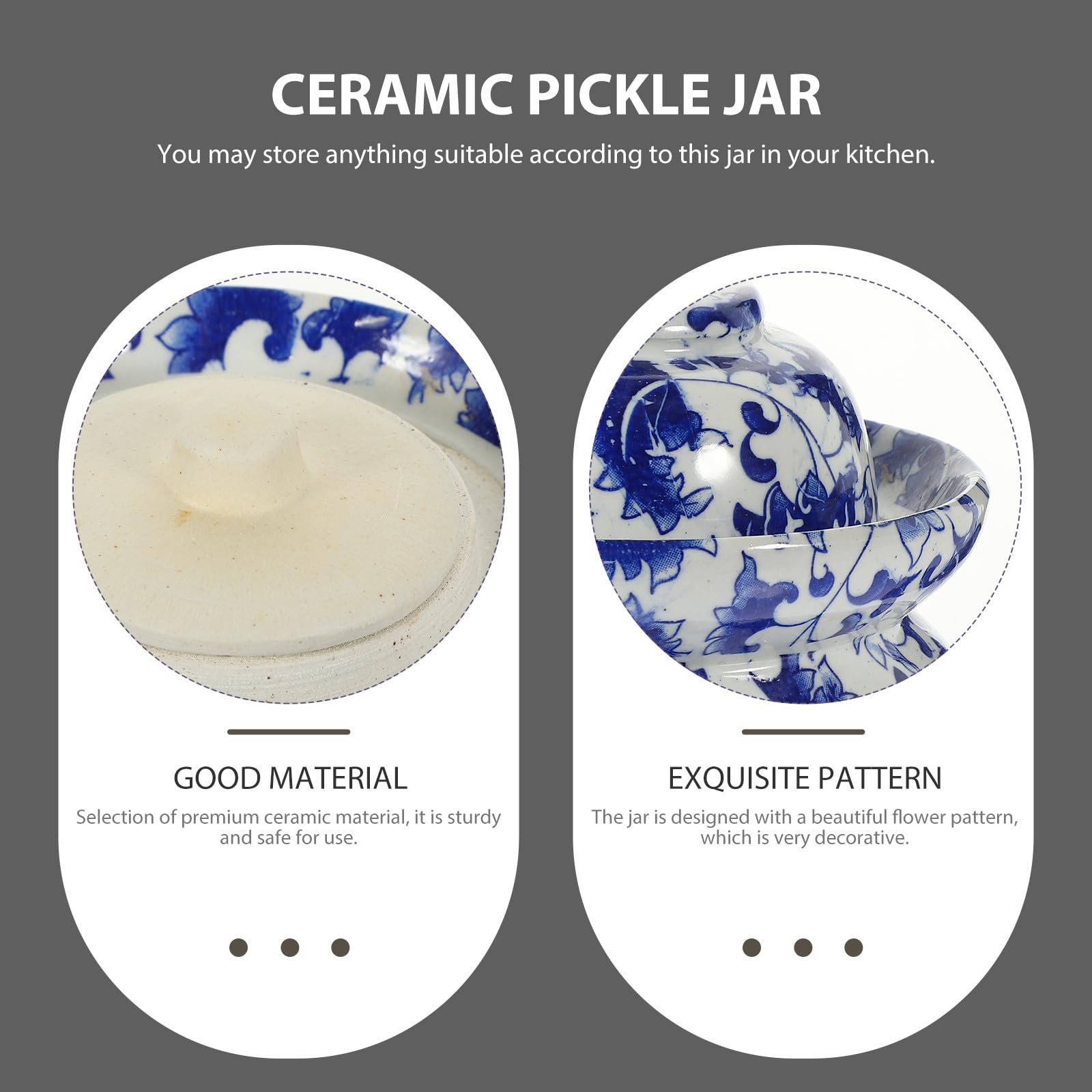 Tarro Adecuado para Almacenar Alimentos Tapa Hermética para Encurtidos de Cerámica y Sello Hermético, Recipiente Azul y Fermentados Hogar