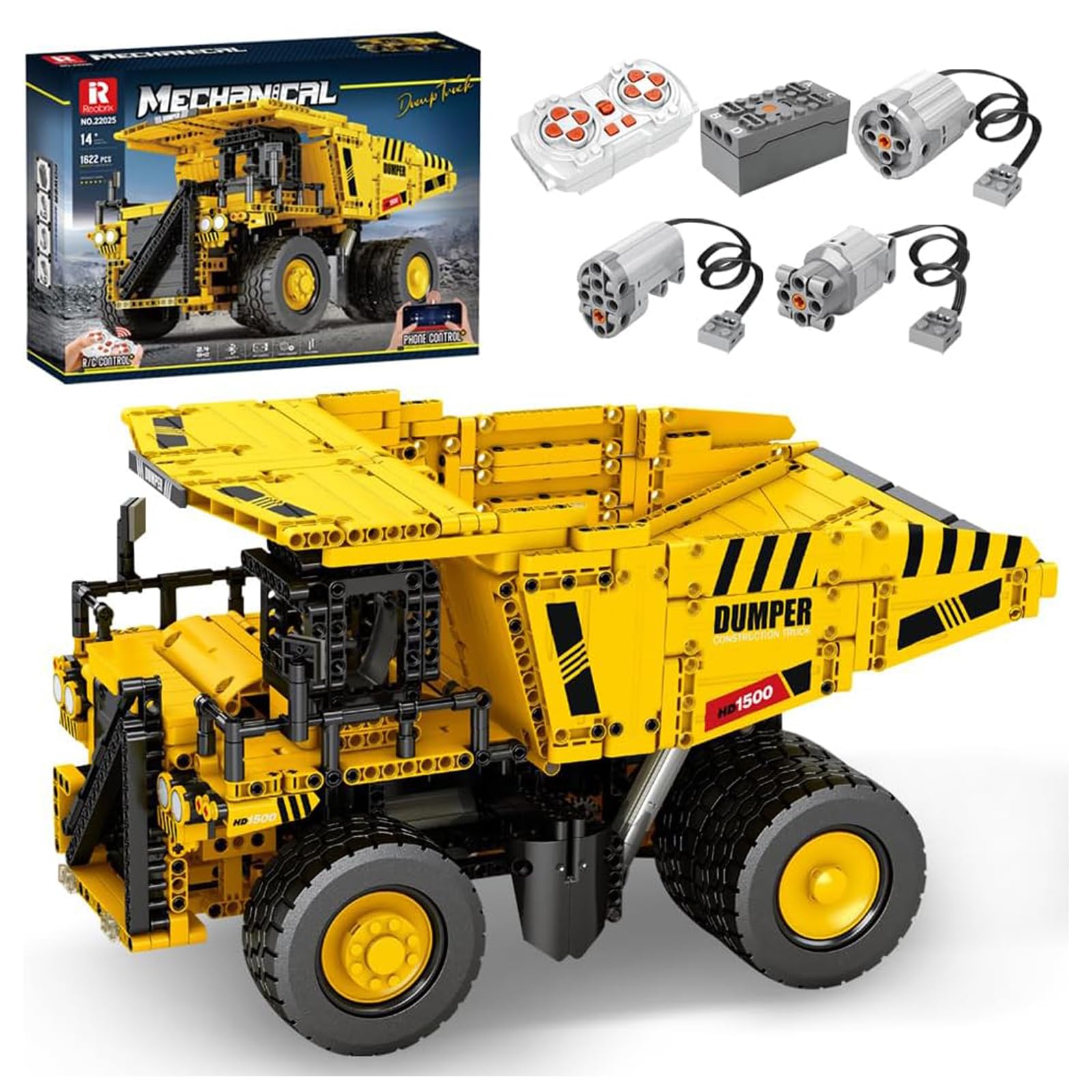 Reobrix Technic 22025 Dump Truck Building Blocks Set, Remote