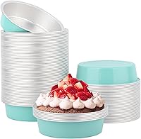 Vista 37 de Beasea Paquete de 100 vasos desechables de papel de aluminio, 8 onzas, 7.9 fl oz, 3.9 pulgadas, para hornear, magdalenas, magdalenas, tazas de pudín