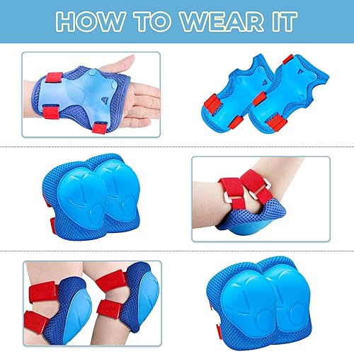 Miniatura 2 de EILLEO Rodilleras para niños, juego de coderas para niños, conjunto de equipo de protección para coderas y rodilleras para niñas y niños con