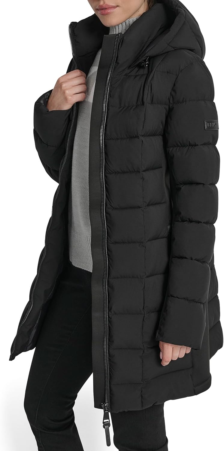 DKNY Women's Lightweight Puffer Jacket With Neoprene Side Panels – Insulated, Sleek Fit Outerwear - Image 3