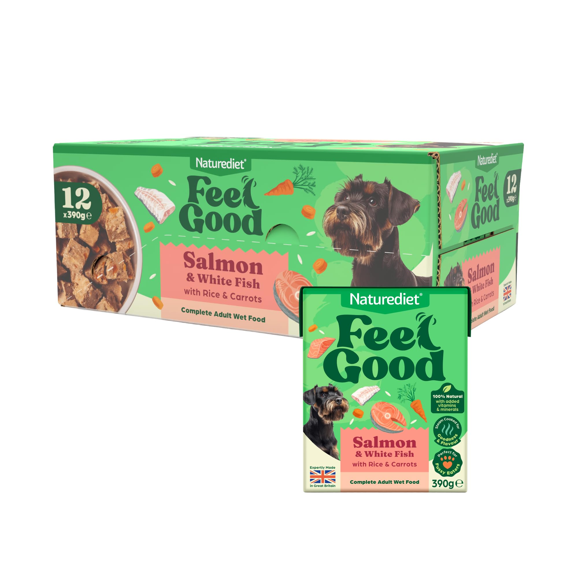 Naturediet Feel Good Wet Dog Food, Salmon, 12 x 390g Packs