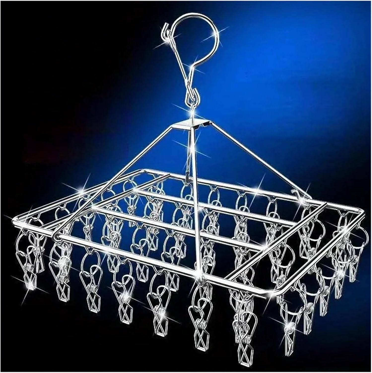 Laundry Hanger Clothes Rack with 40 Anti-Wind Rotary Utility Hooks Windproof Drying Stand for Indoor/Outdoor Use