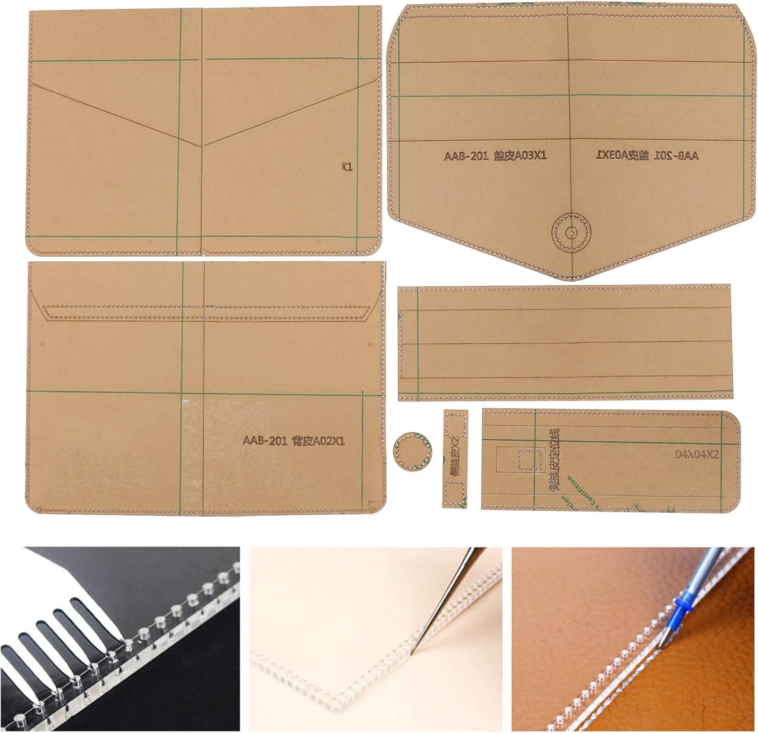 Messenger Bag Acrylic Template, 7Pcs Clear Acrylic Shoulder Bag Pattern Stencil Leather Craft Template Acrylic Pattern Messenger Bag Cutting Model for Beginner